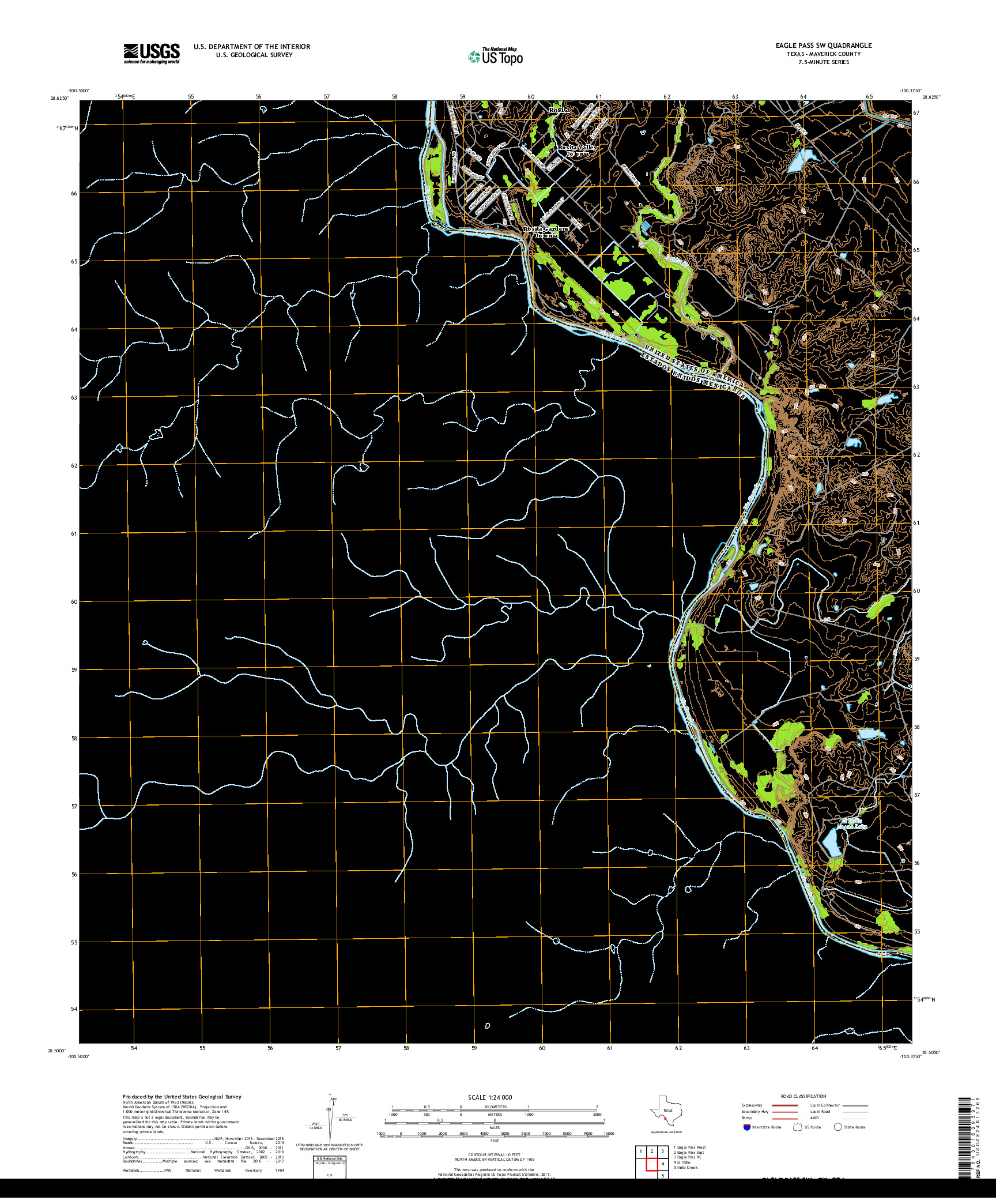 USGS US TOPO 7.5-MINUTE MAP FOR EAGLE PASS SW, TX,COA 2019