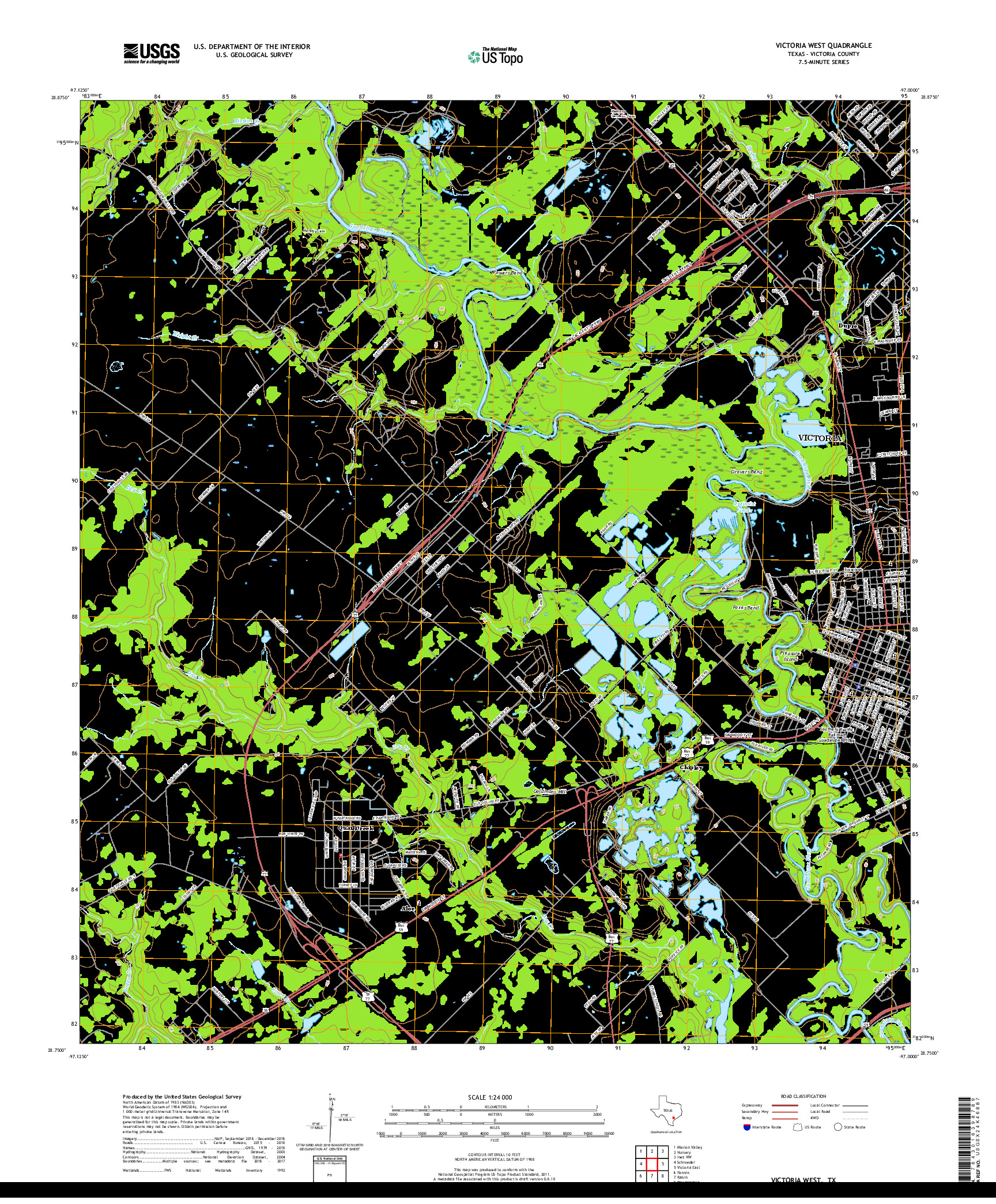 USGS US TOPO 7.5-MINUTE MAP FOR VICTORIA WEST, TX 2019