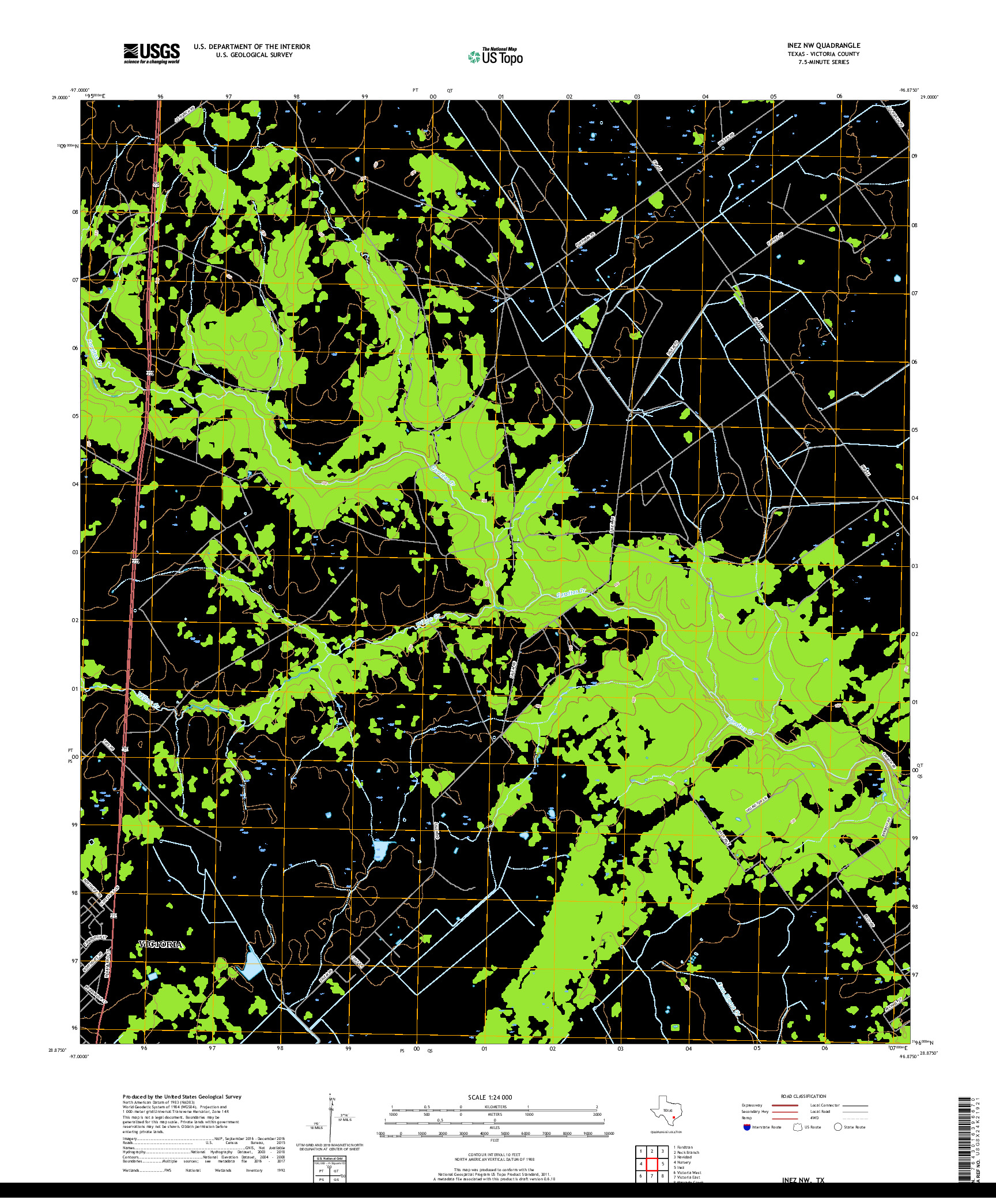 USGS US TOPO 7.5-MINUTE MAP FOR INEZ NW, TX 2019