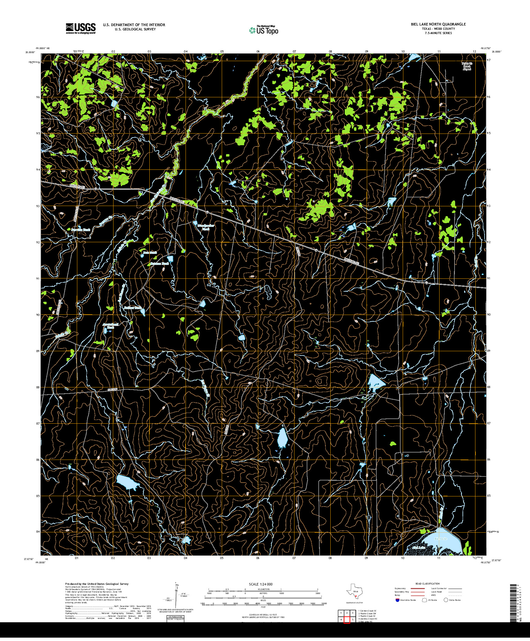 USGS US TOPO 7.5-MINUTE MAP FOR BIEL LAKE NORTH, TX 2019