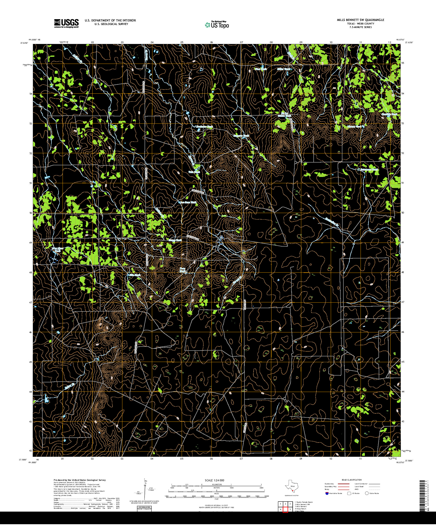 USGS US TOPO 7.5-MINUTE MAP FOR MILLS BENNETT SW, TX 2019