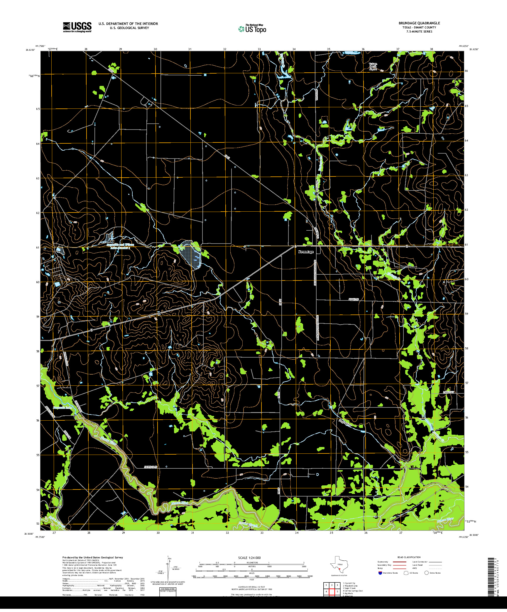 USGS US TOPO 7.5-MINUTE MAP FOR BRUNDAGE, TX 2019