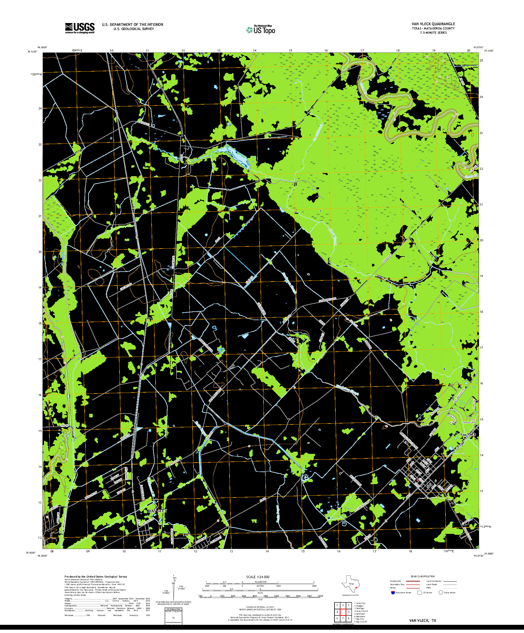 USGS US TOPO 7.5-MINUTE MAP FOR VAN VLECK, TX 2019
