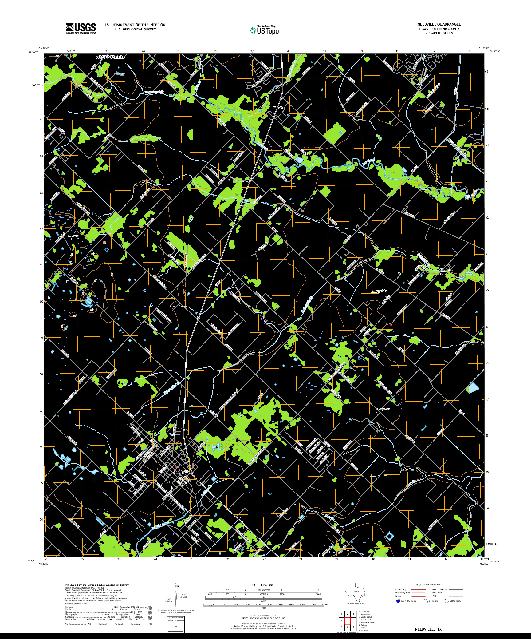 USGS US TOPO 7.5-MINUTE MAP FOR NEEDVILLE, TX 2019