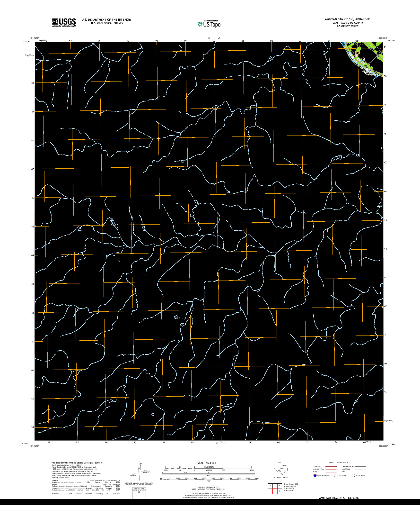 USGS US TOPO 7.5-MINUTE MAP FOR AMISTAD DAM OE S, TX,COA 2019