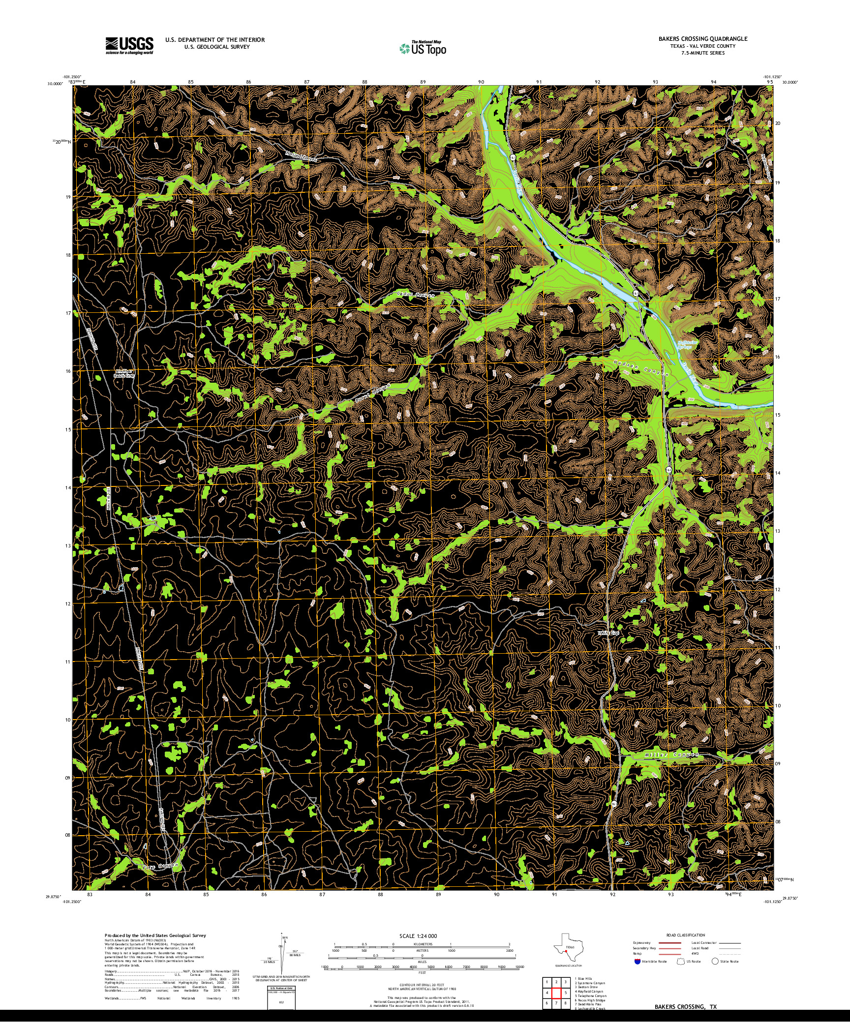 USGS US TOPO 7.5-MINUTE MAP FOR BAKERS CROSSING, TX 2019