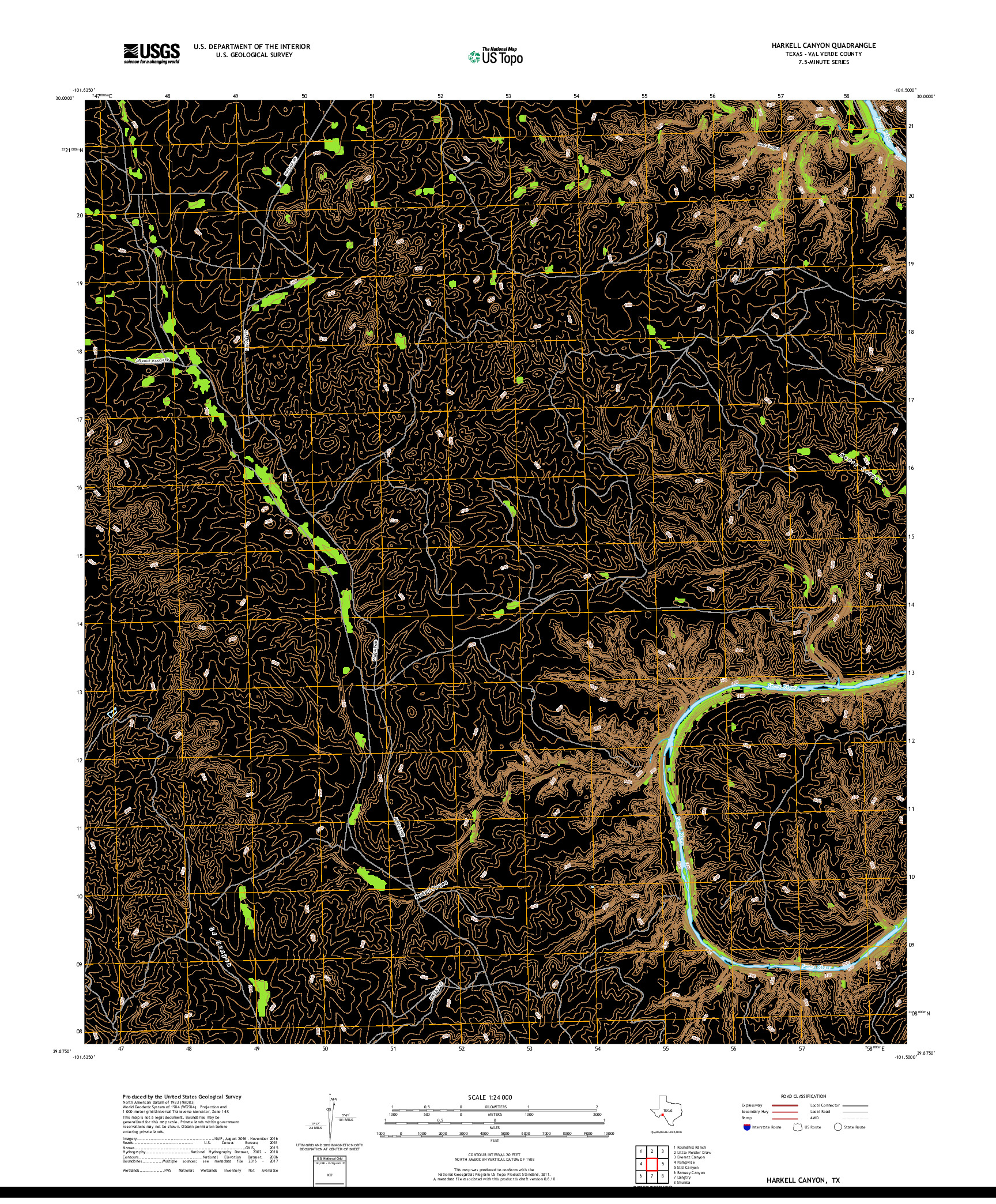 USGS US TOPO 7.5-MINUTE MAP FOR HARKELL CANYON, TX 2019