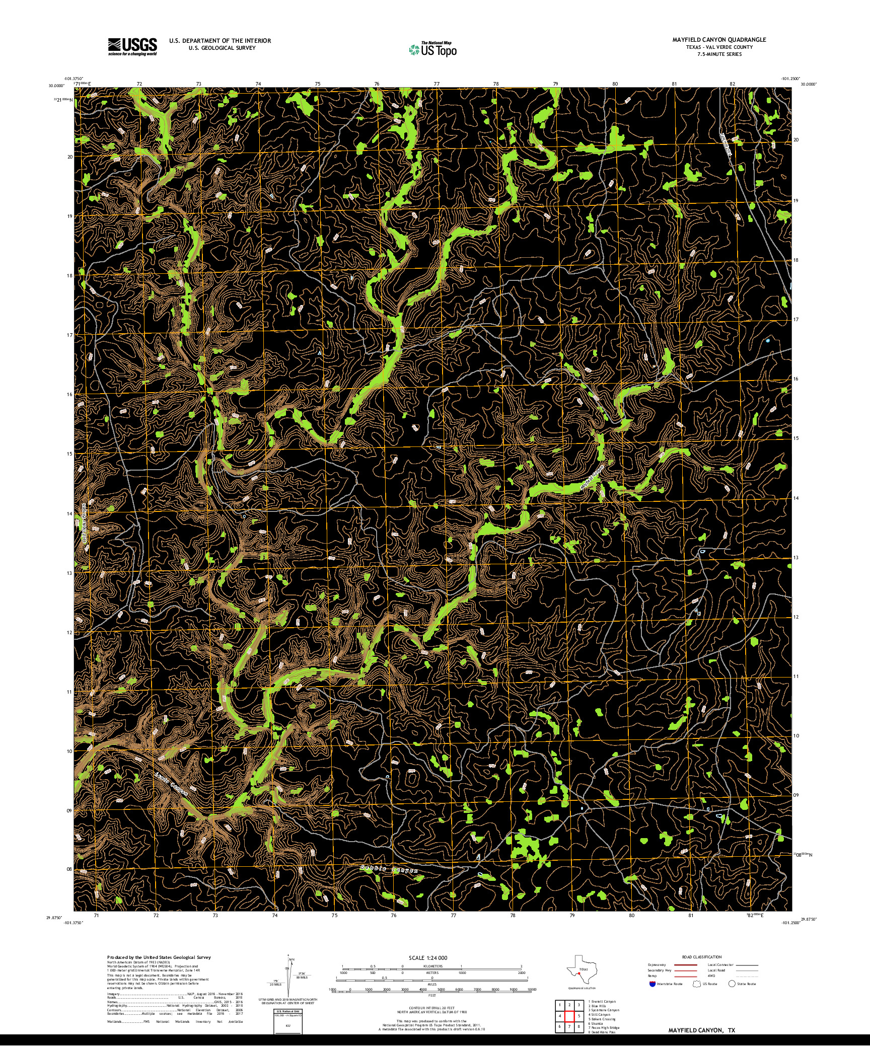 USGS US TOPO 7.5-MINUTE MAP FOR MAYFIELD CANYON, TX 2019