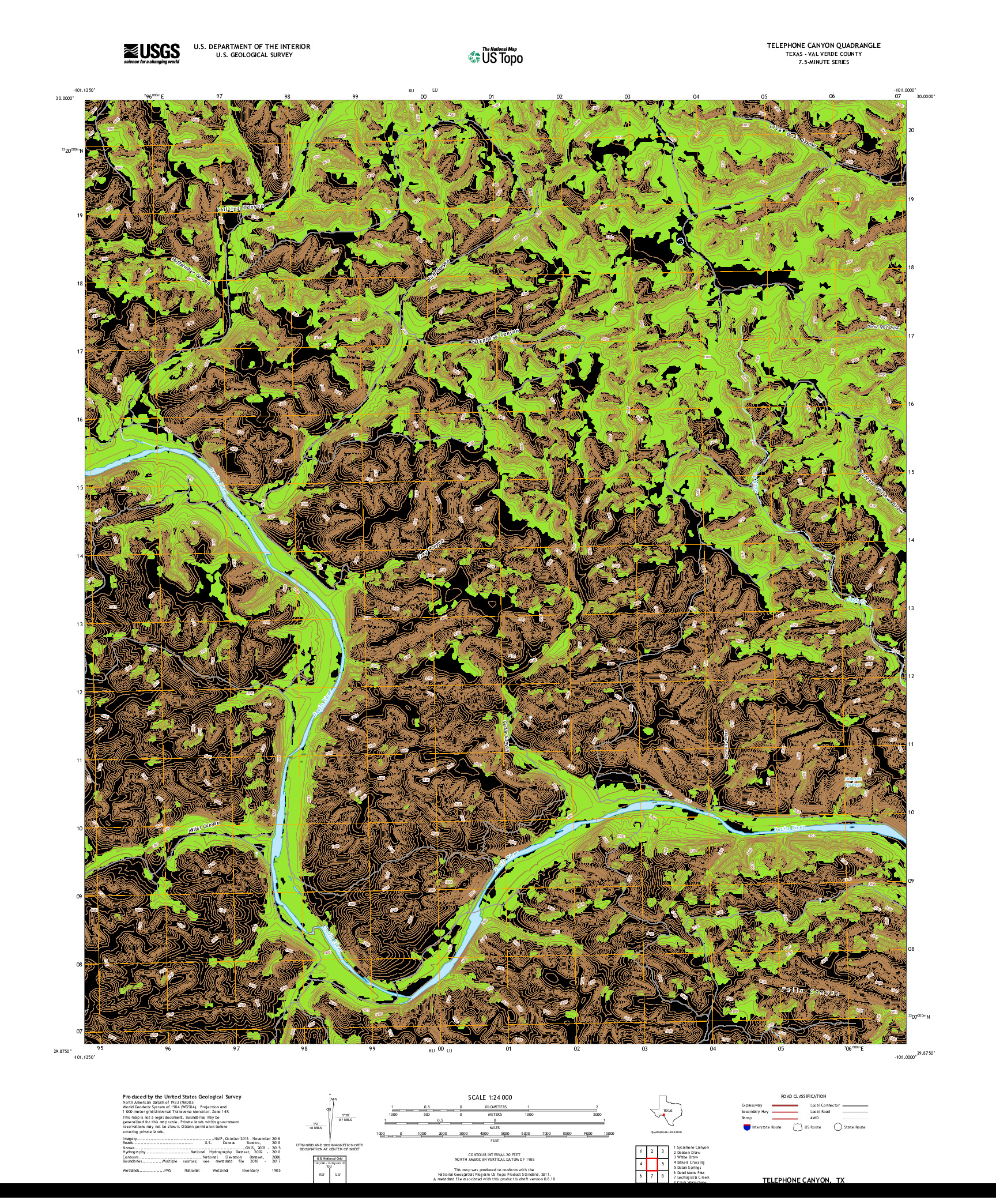 USGS US TOPO 7.5-MINUTE MAP FOR TELEPHONE CANYON, TX 2019