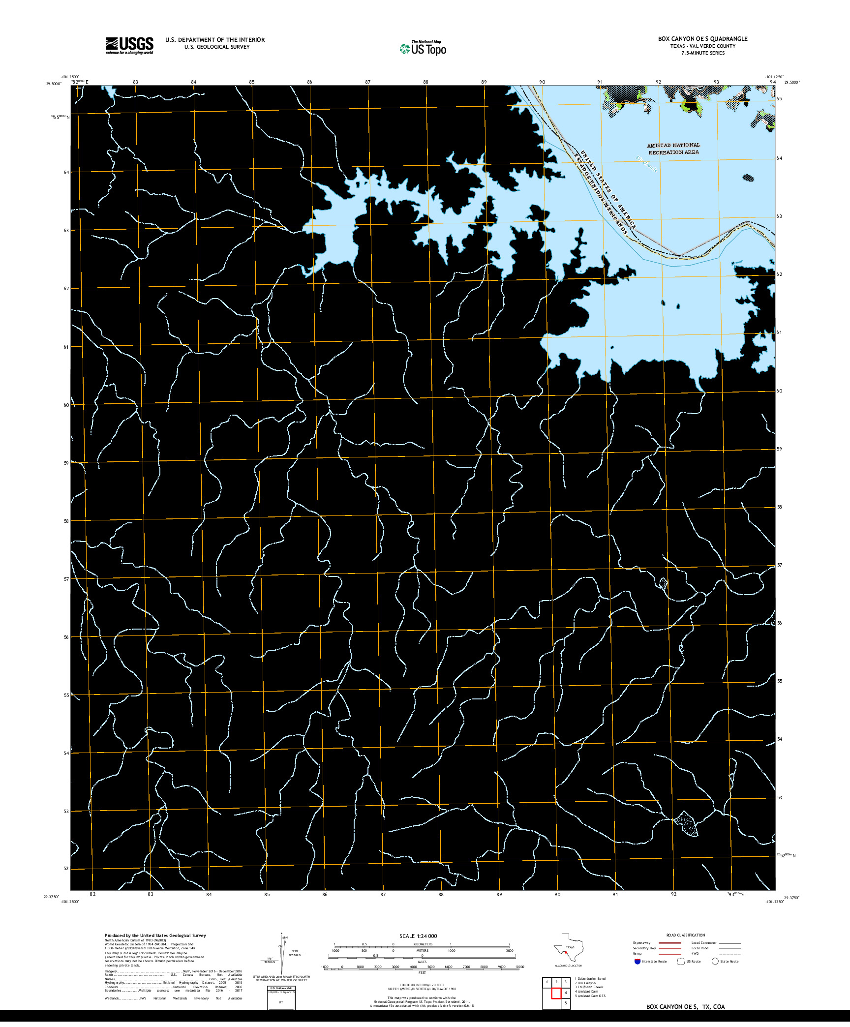 USGS US TOPO 7.5-MINUTE MAP FOR BOX CANYON OE S, TX,COA 2019