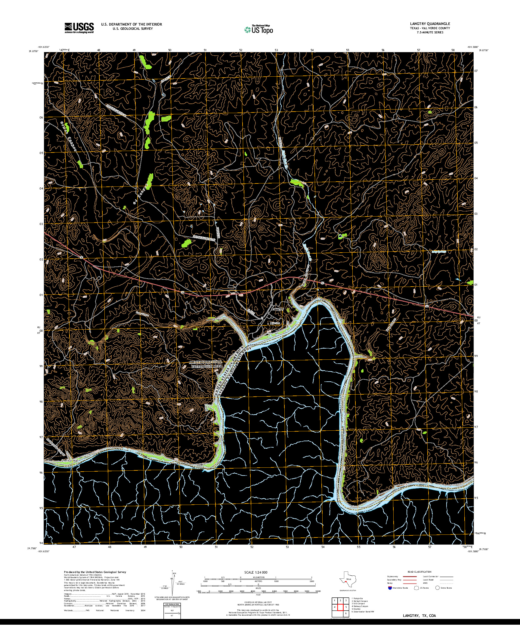 USGS US TOPO 7.5-MINUTE MAP FOR LANGTRY, TX,COA 2019