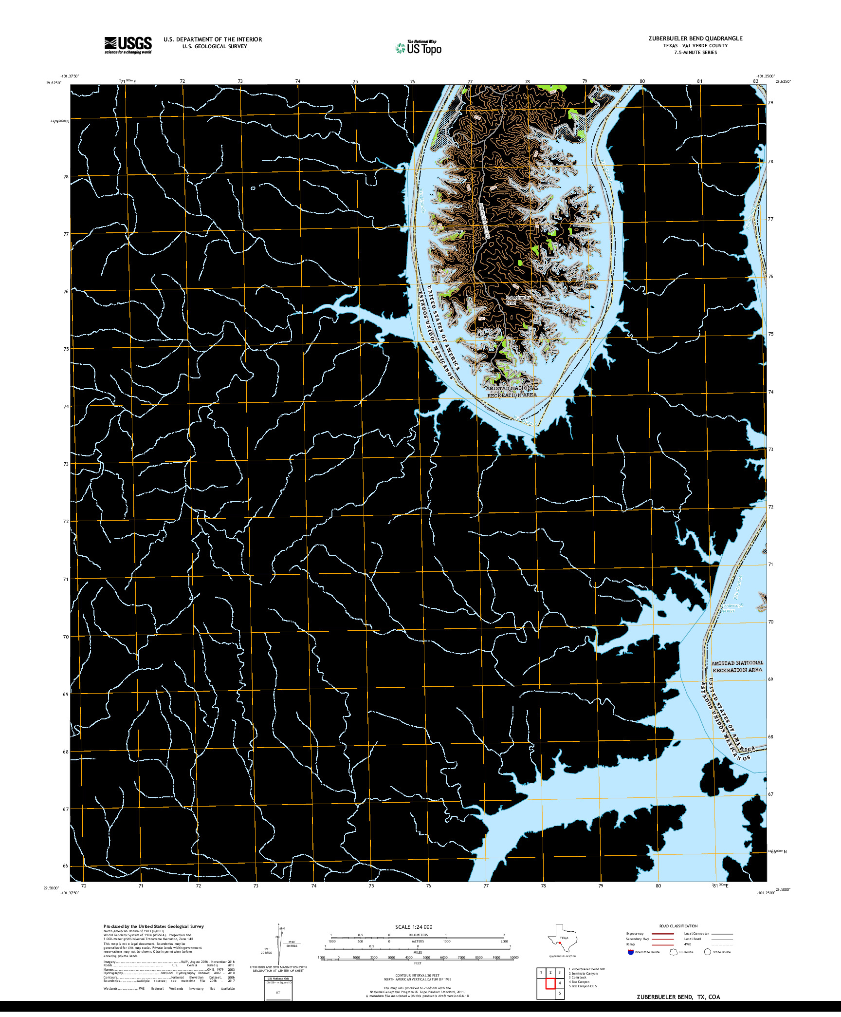 USGS US TOPO 7.5-MINUTE MAP FOR ZUBERBUELER BEND, TX,COA 2019