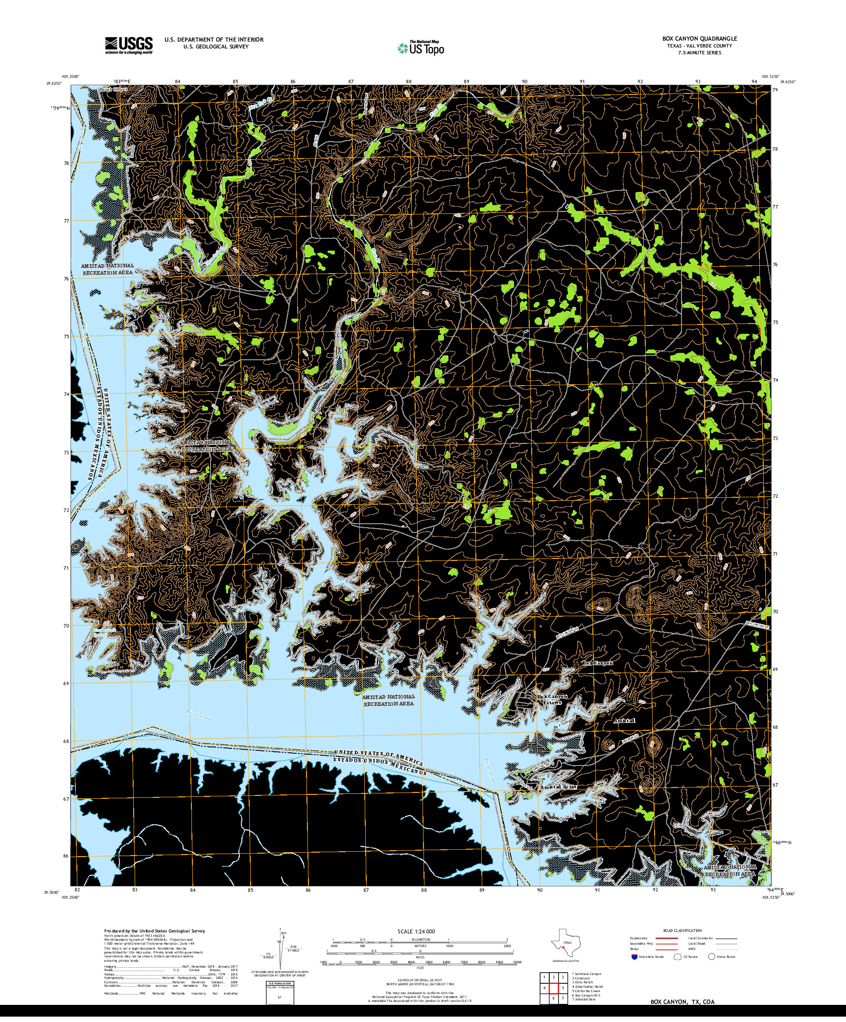 USGS US TOPO 7.5-MINUTE MAP FOR BOX CANYON, TX,COA 2019