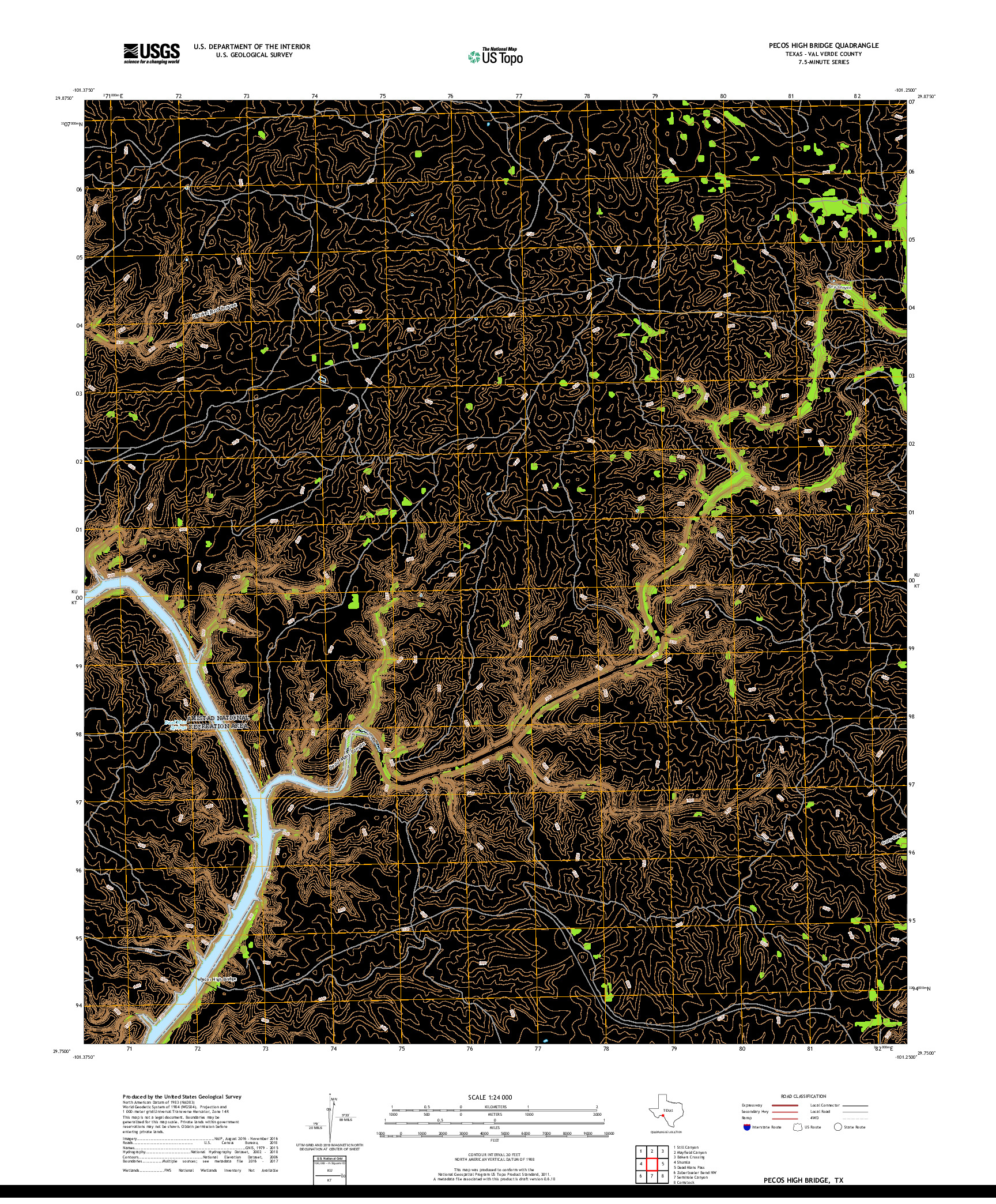 USGS US TOPO 7.5-MINUTE MAP FOR PECOS HIGH BRIDGE, TX 2019