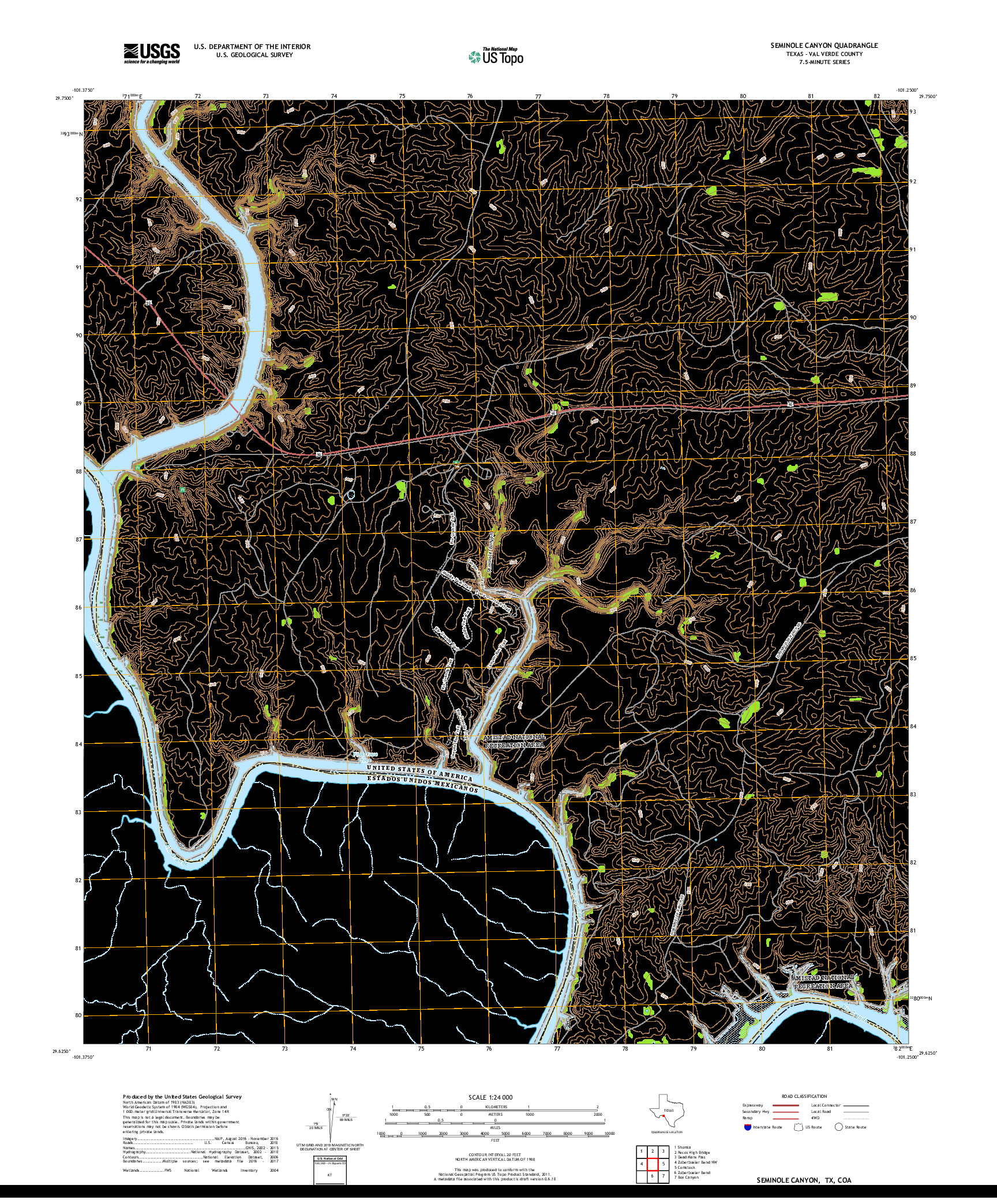 USGS US TOPO 7.5-MINUTE MAP FOR SEMINOLE CANYON, TX,COA 2019
