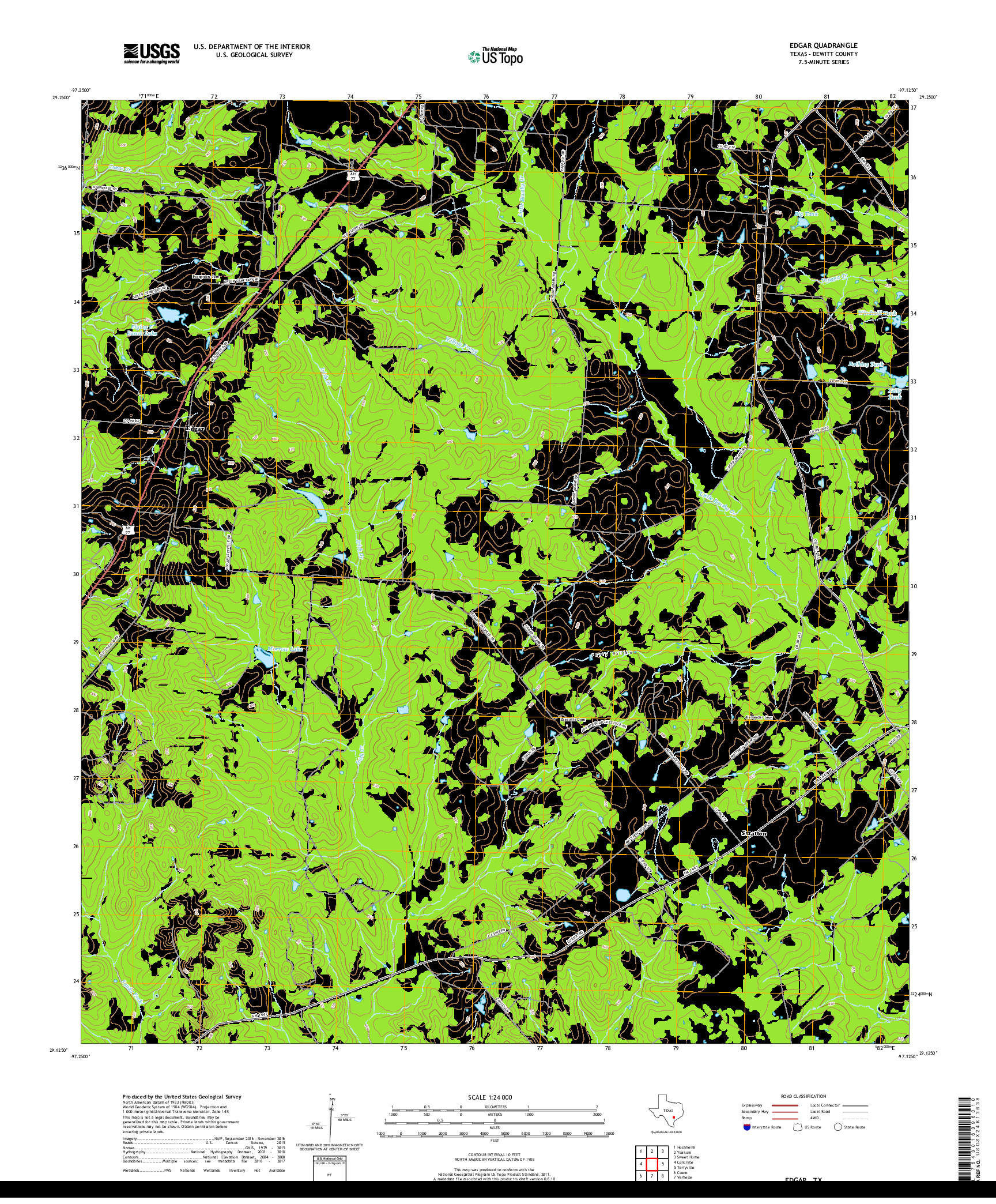 USGS US TOPO 7.5-MINUTE MAP FOR EDGAR, TX 2019