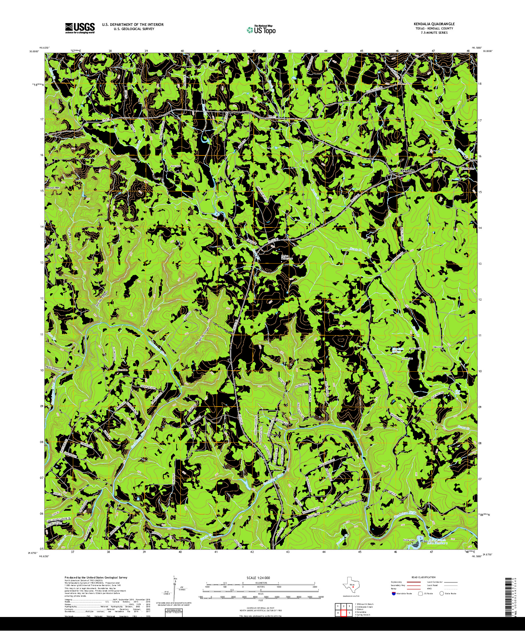 USGS US TOPO 7.5-MINUTE MAP FOR KENDALIA, TX 2019