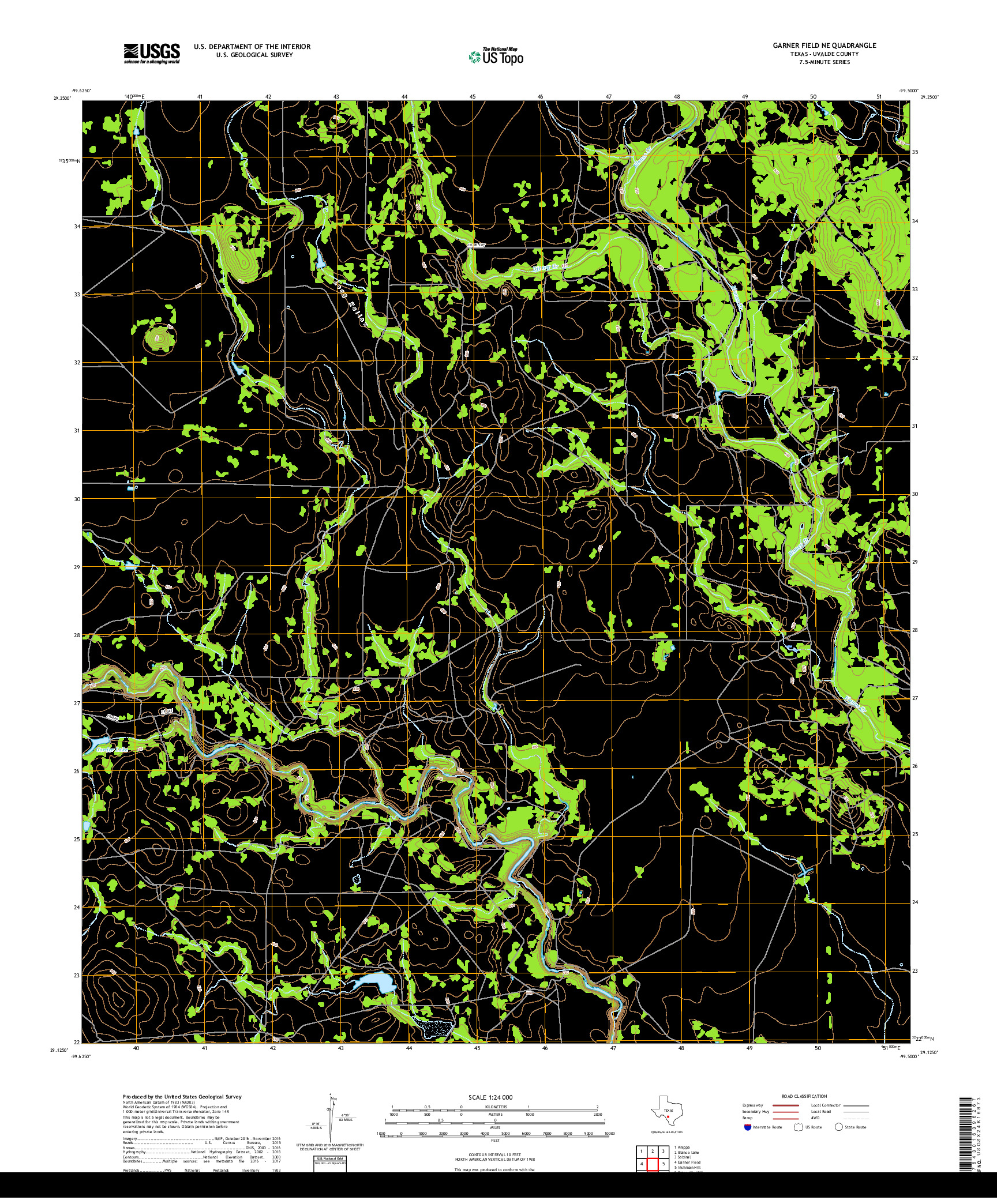 USGS US TOPO 7.5-MINUTE MAP FOR GARNER FIELD NE, TX 2019