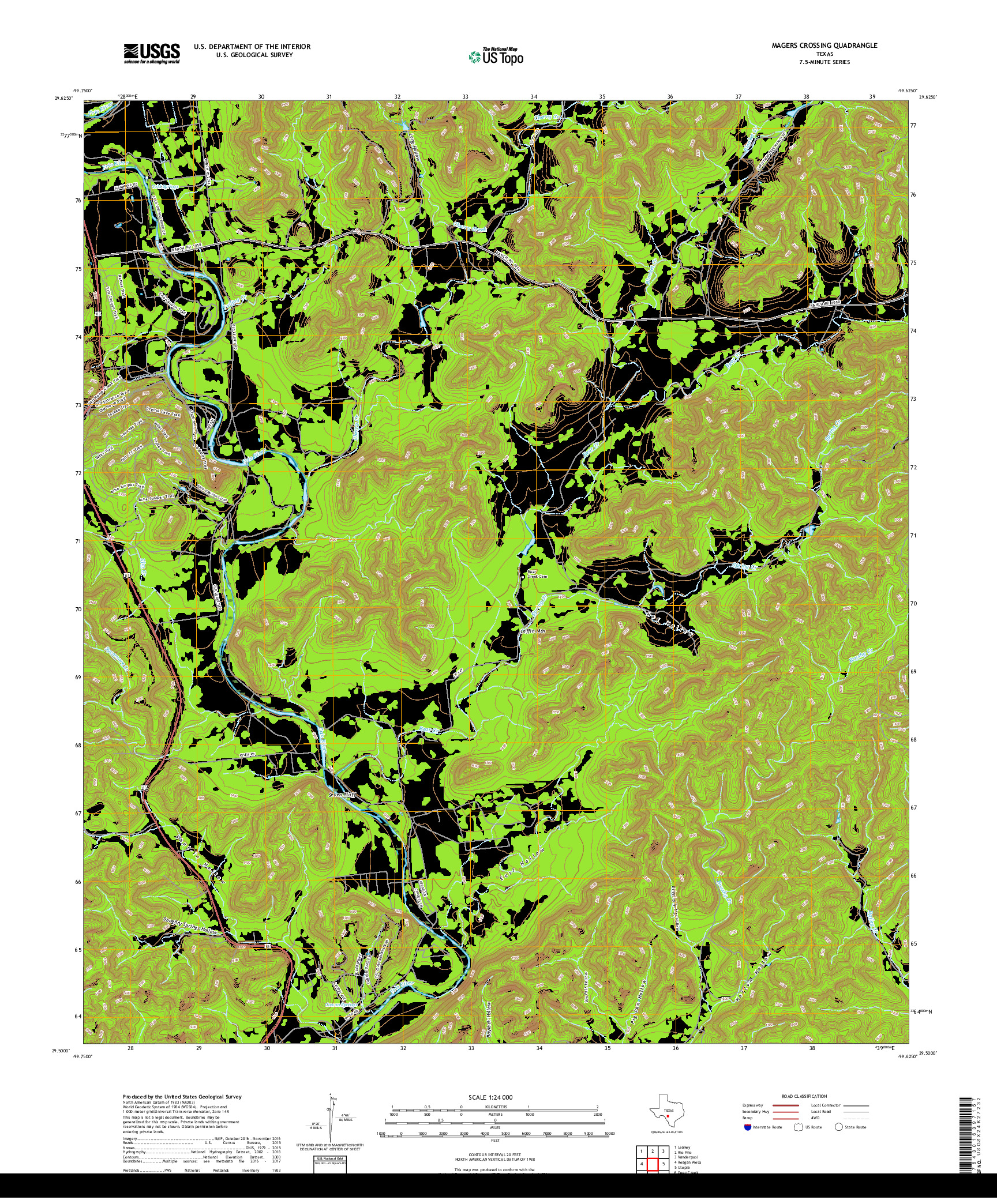 USGS US TOPO 7.5-MINUTE MAP FOR MAGERS CROSSING, TX 2019