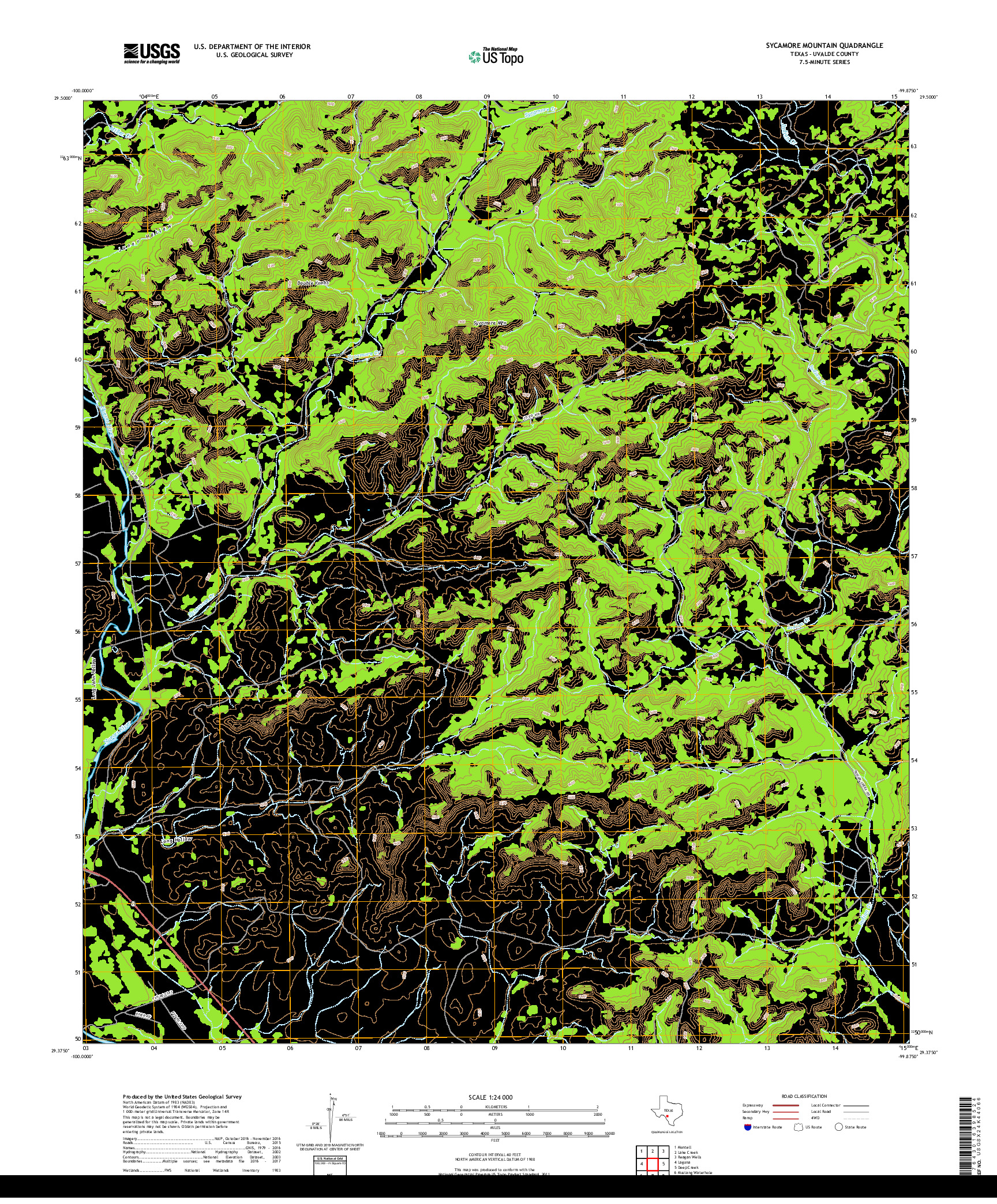 USGS US TOPO 7.5-MINUTE MAP FOR SYCAMORE MOUNTAIN, TX 2019