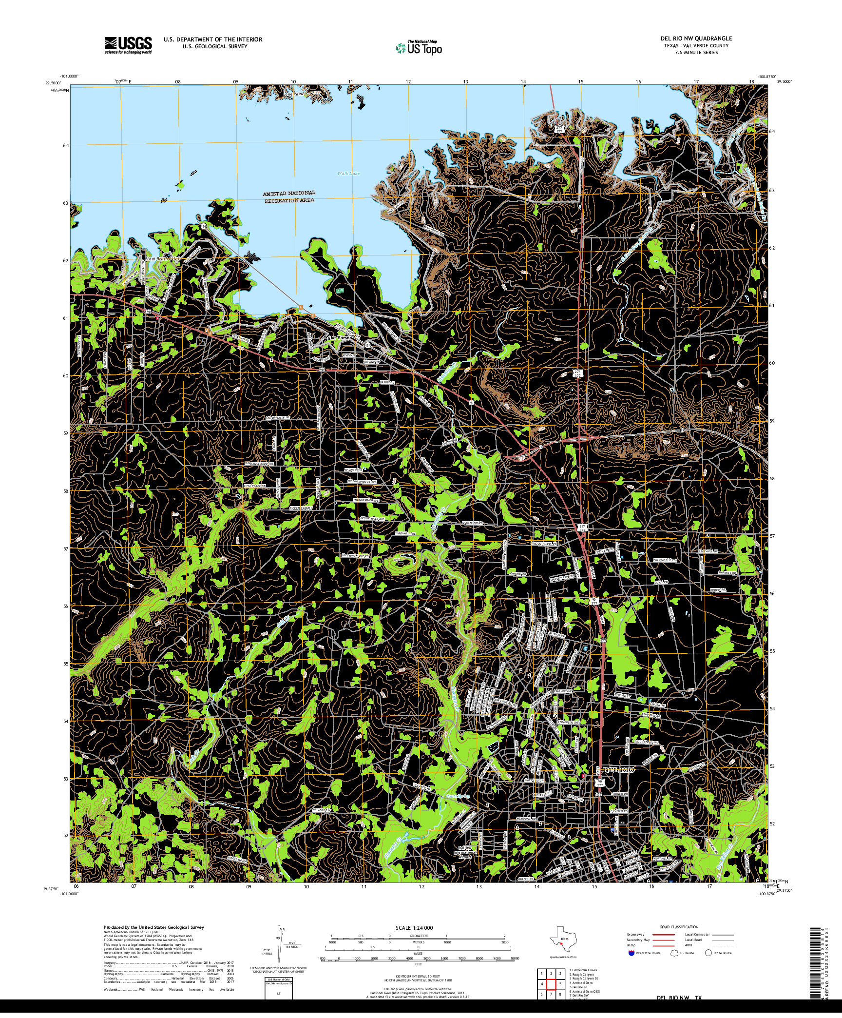 USGS US TOPO 7.5-MINUTE MAP FOR DEL RIO NW, TX 2019