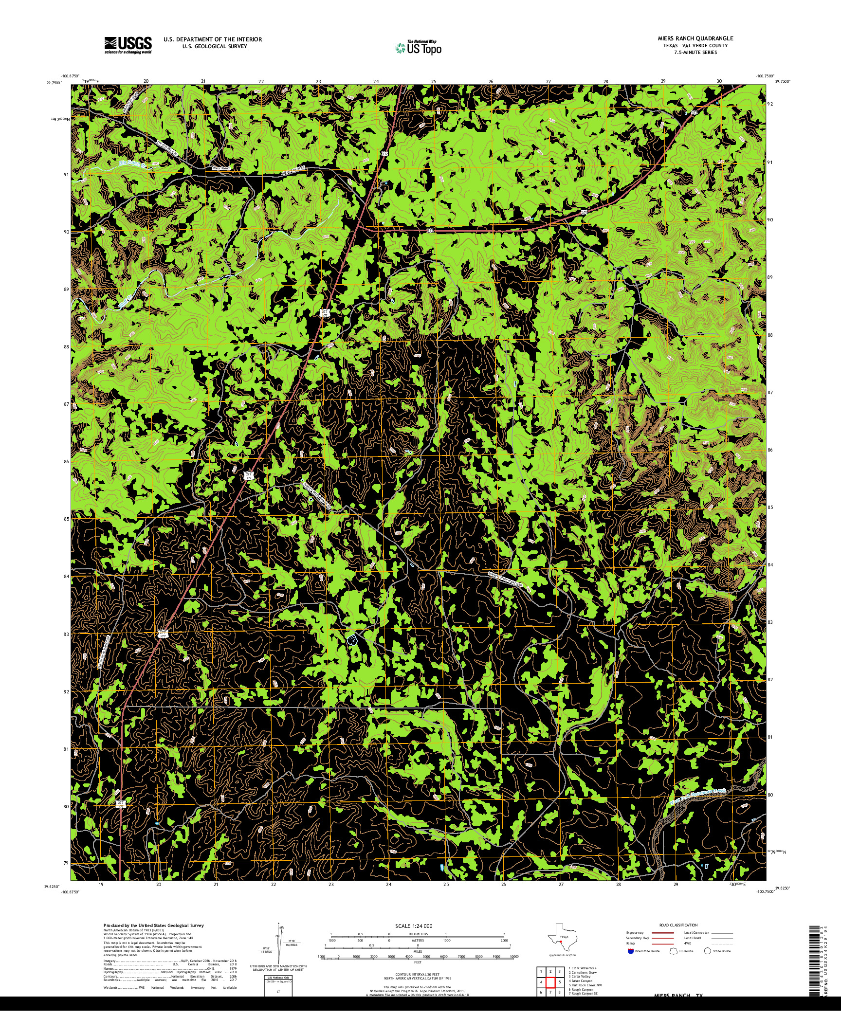 USGS US TOPO 7.5-MINUTE MAP FOR MIERS RANCH, TX 2019