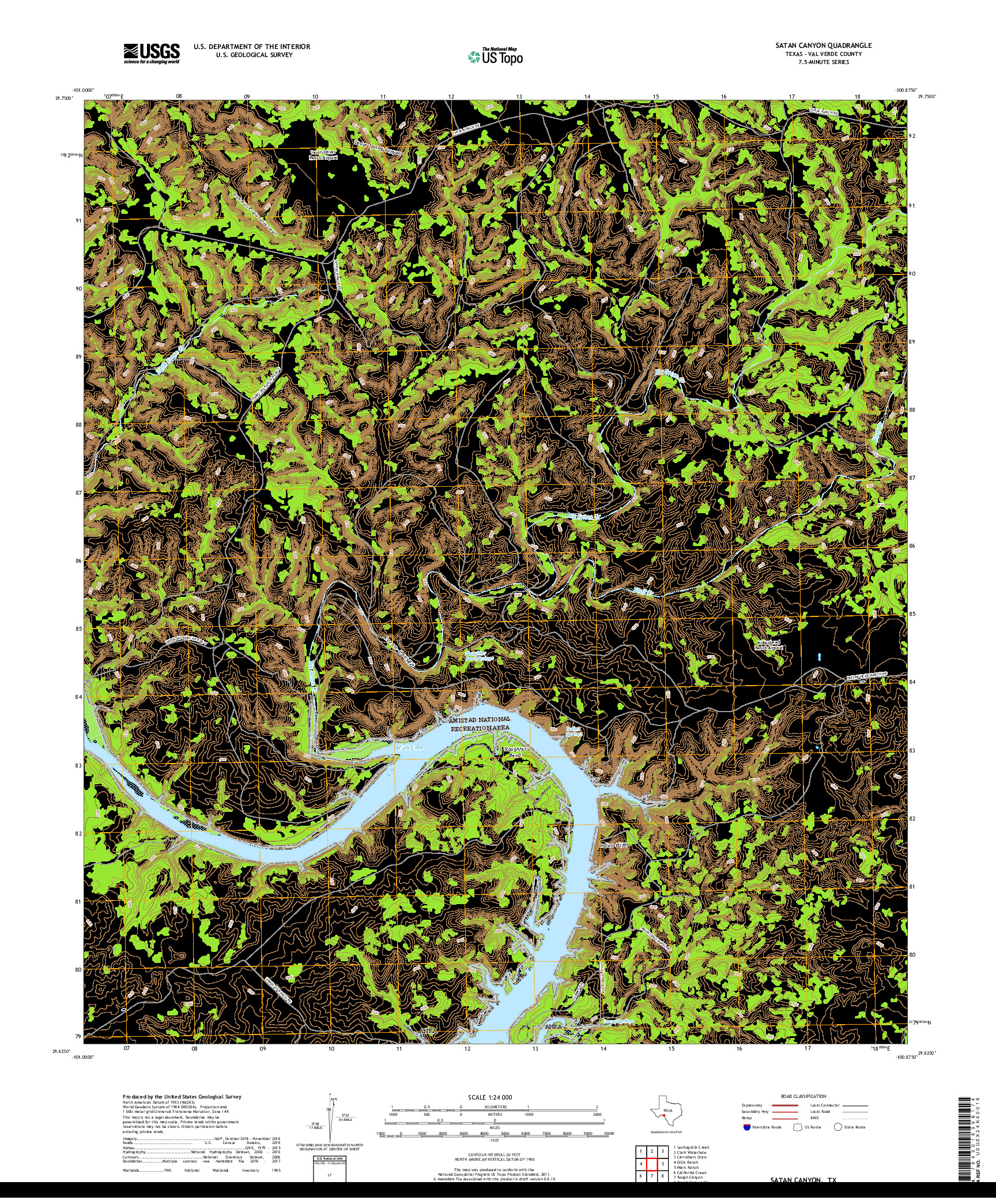 USGS US TOPO 7.5-MINUTE MAP FOR SATAN CANYON, TX 2019