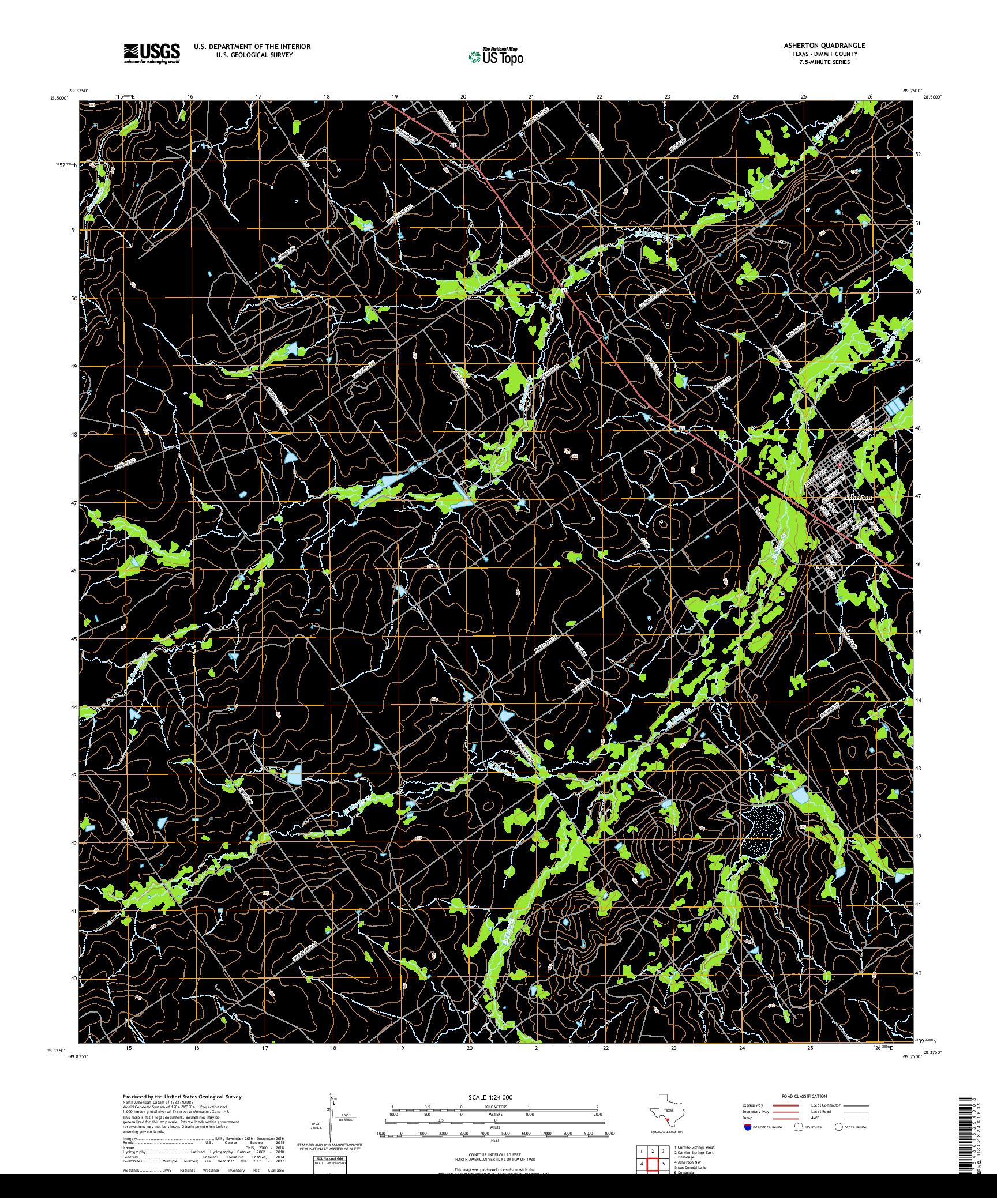 USGS US TOPO 7.5-MINUTE MAP FOR ASHERTON, TX 2019