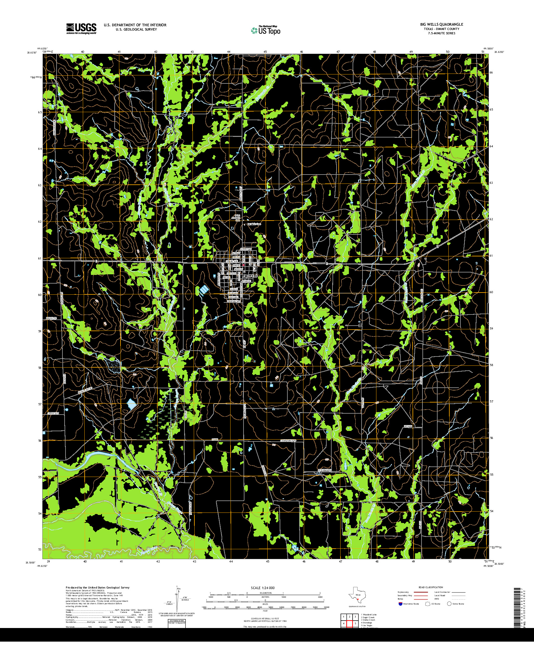 USGS US TOPO 7.5-MINUTE MAP FOR BIG WELLS, TX 2019