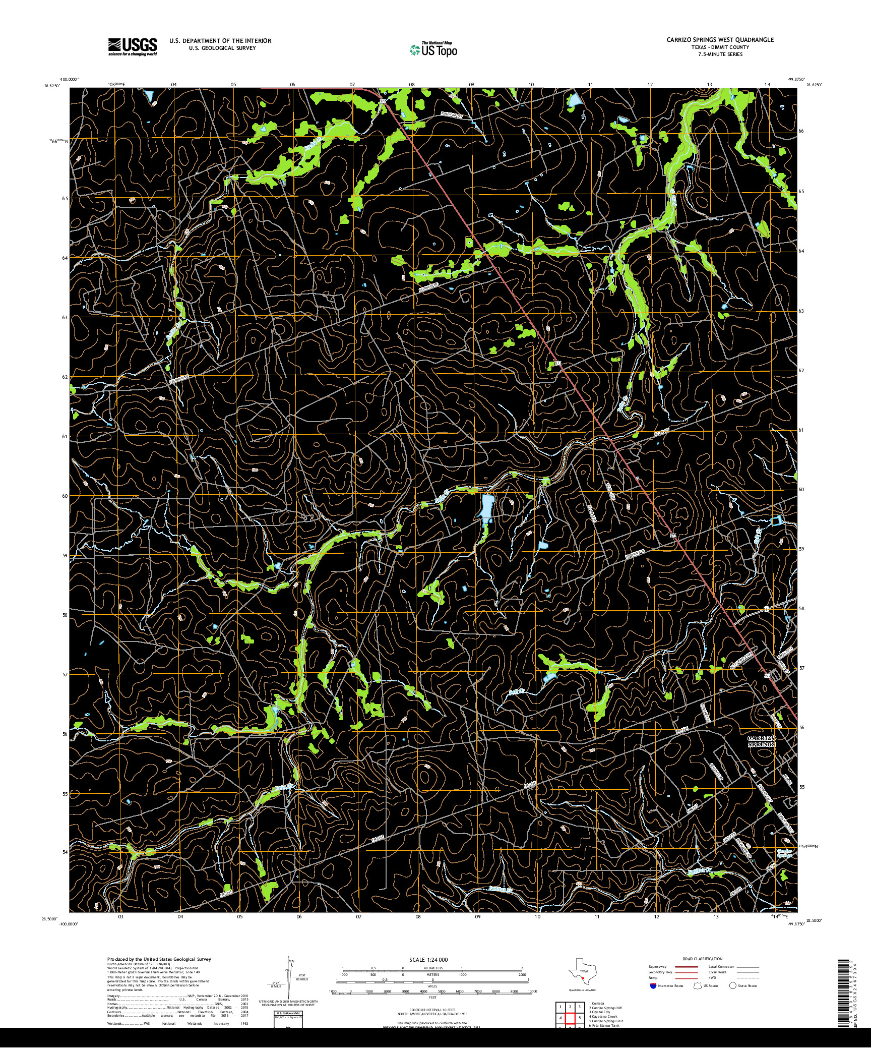 USGS US TOPO 7.5-MINUTE MAP FOR CARRIZO SPRINGS WEST, TX 2019