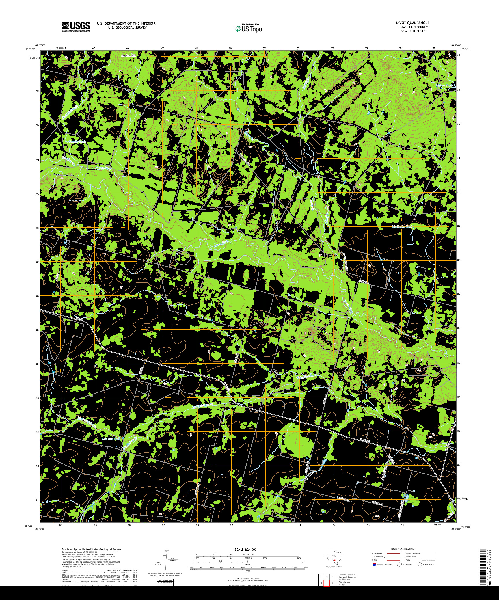 USGS US TOPO 7.5-MINUTE MAP FOR DIVOT, TX 2019