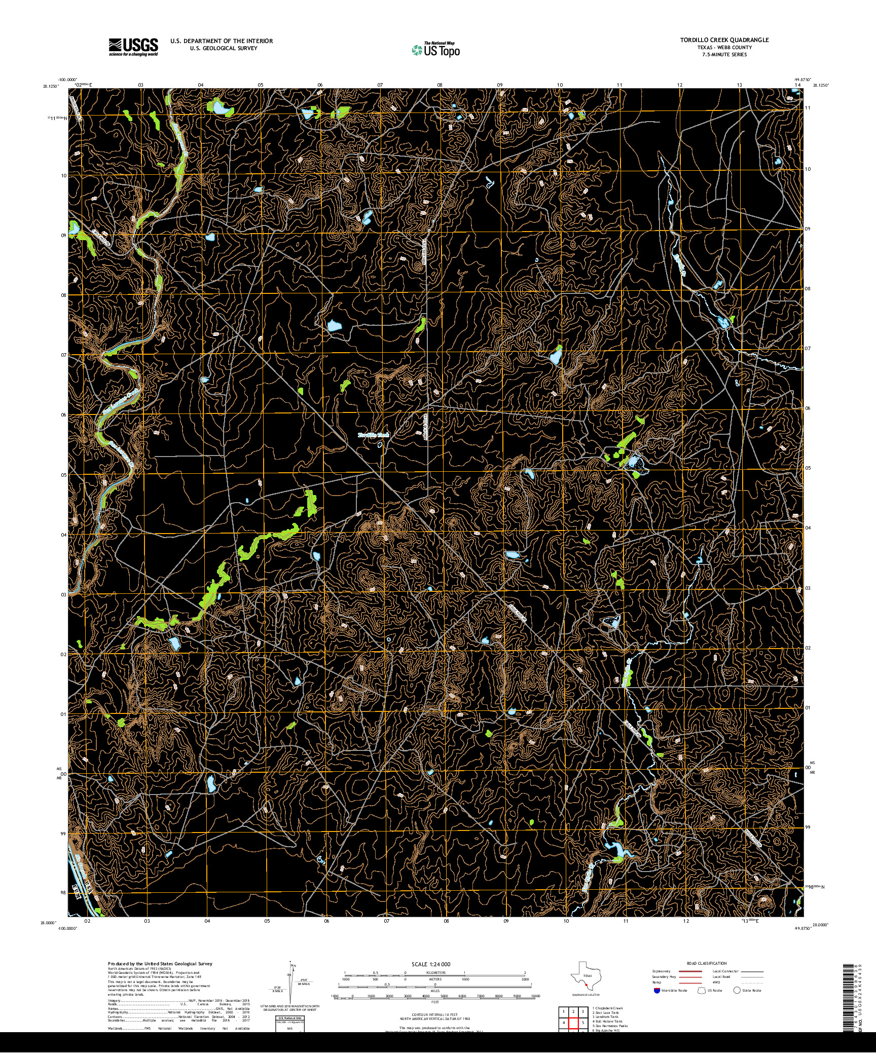 USGS US TOPO 7.5-MINUTE MAP FOR TORDILLO CREEK, TX,COA 2019