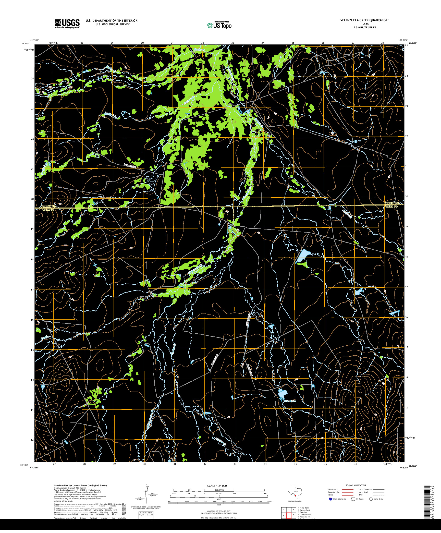 USGS US TOPO 7.5-MINUTE MAP FOR VELENZUELA CREEK, TX 2019