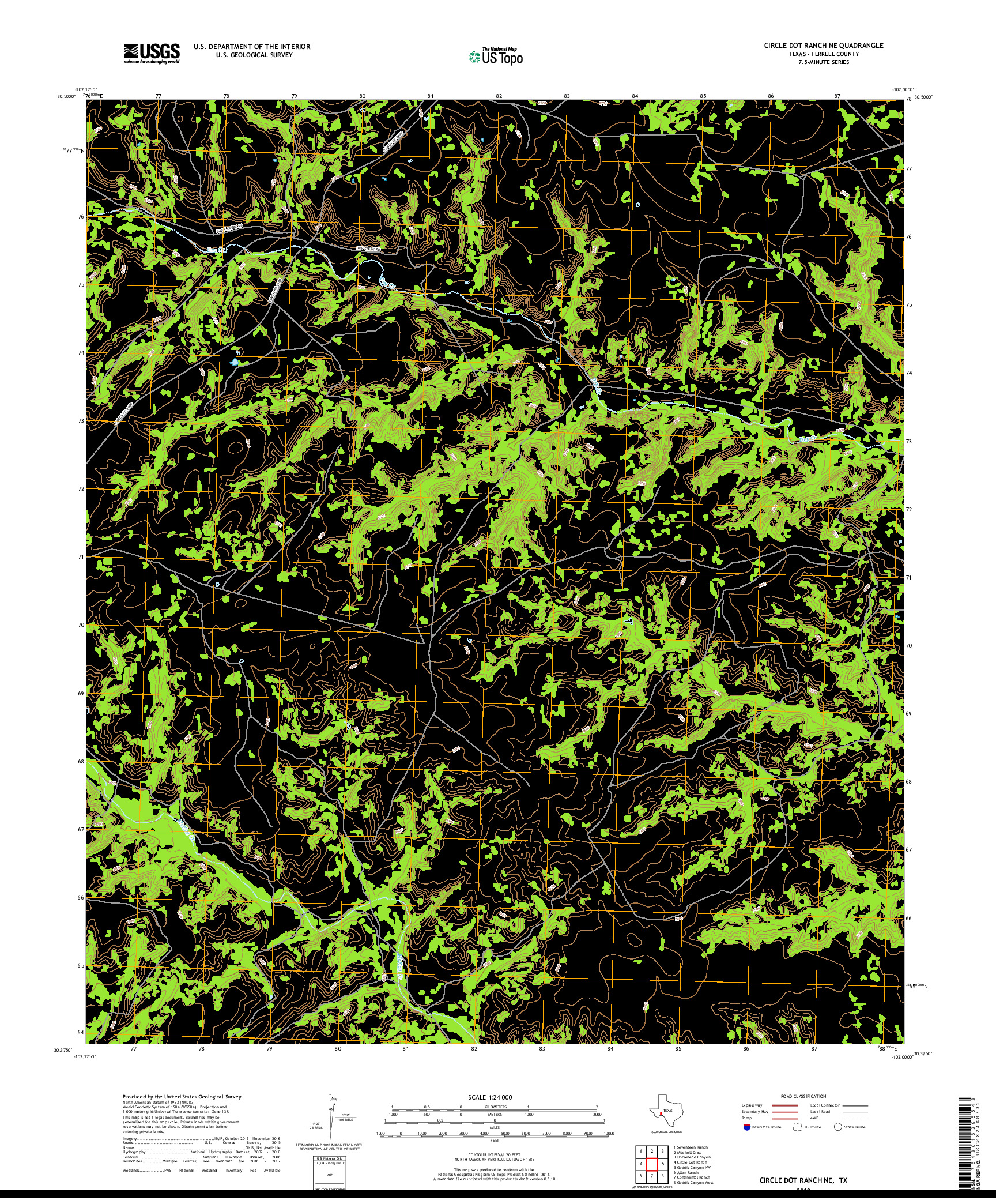 USGS US TOPO 7.5-MINUTE MAP FOR CIRCLE DOT RANCH NE, TX 2019