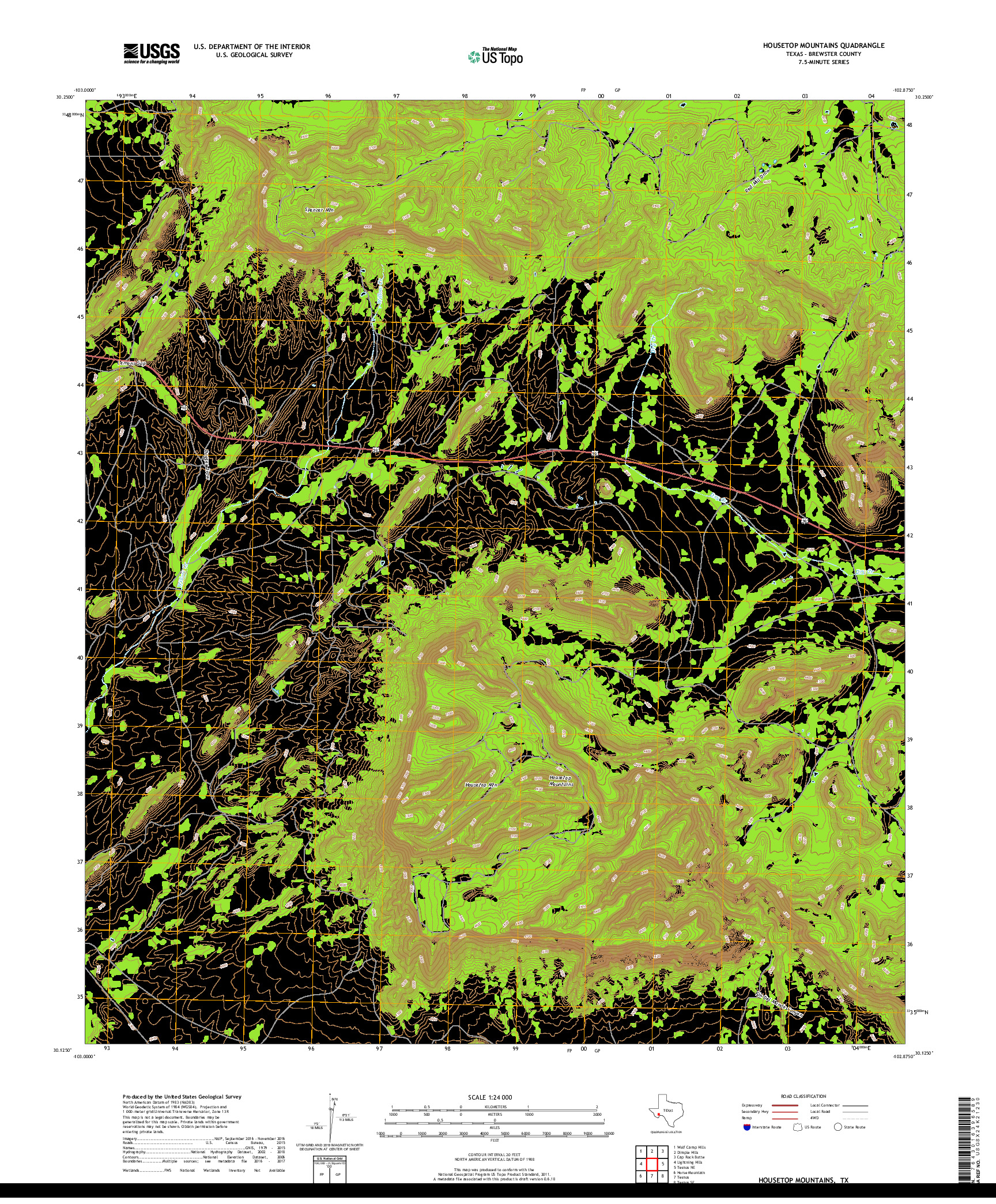 USGS US TOPO 7.5-MINUTE MAP FOR HOUSETOP MOUNTAINS, TX 2019