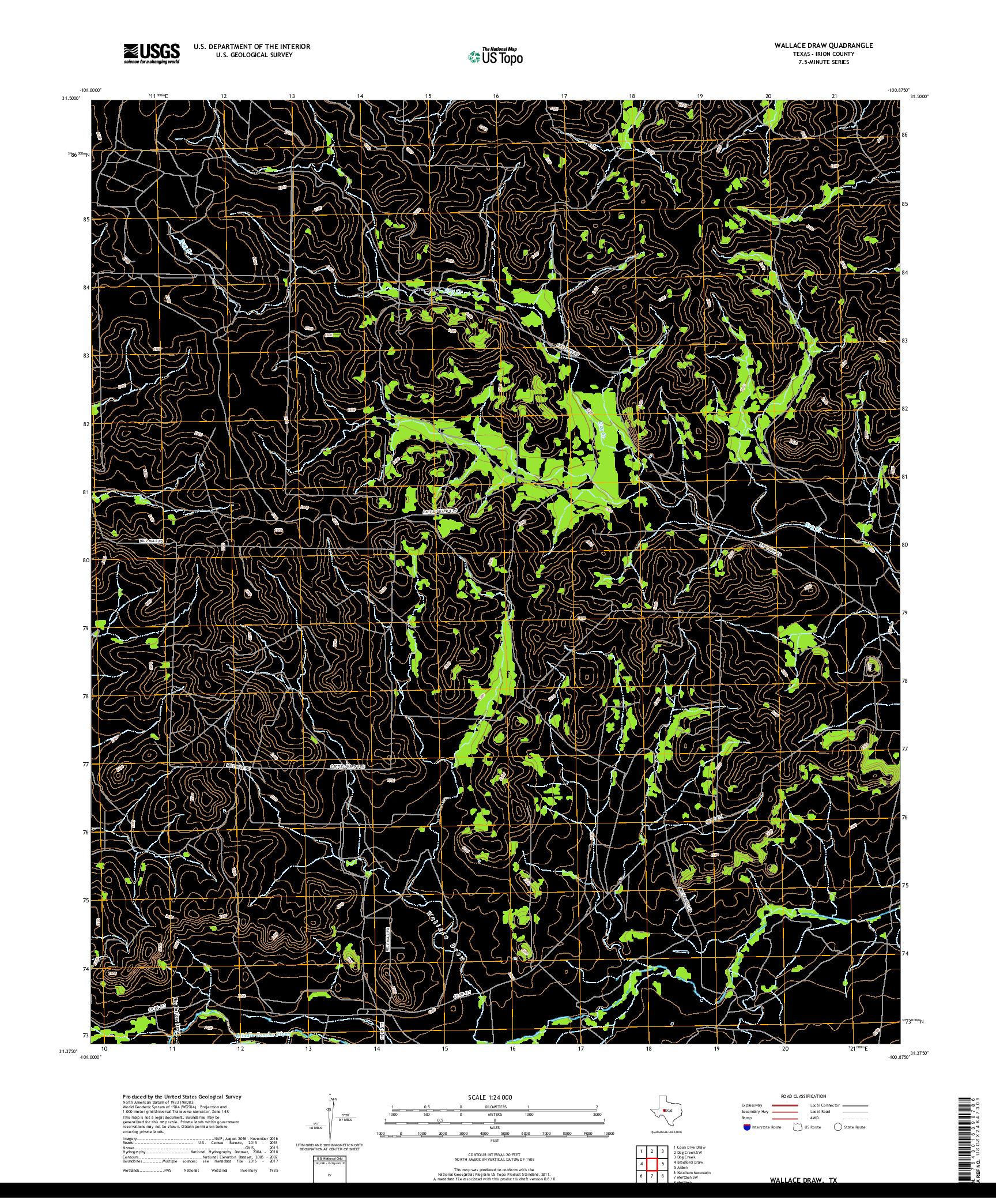 USGS US TOPO 7.5-MINUTE MAP FOR WALLACE DRAW, TX 2019