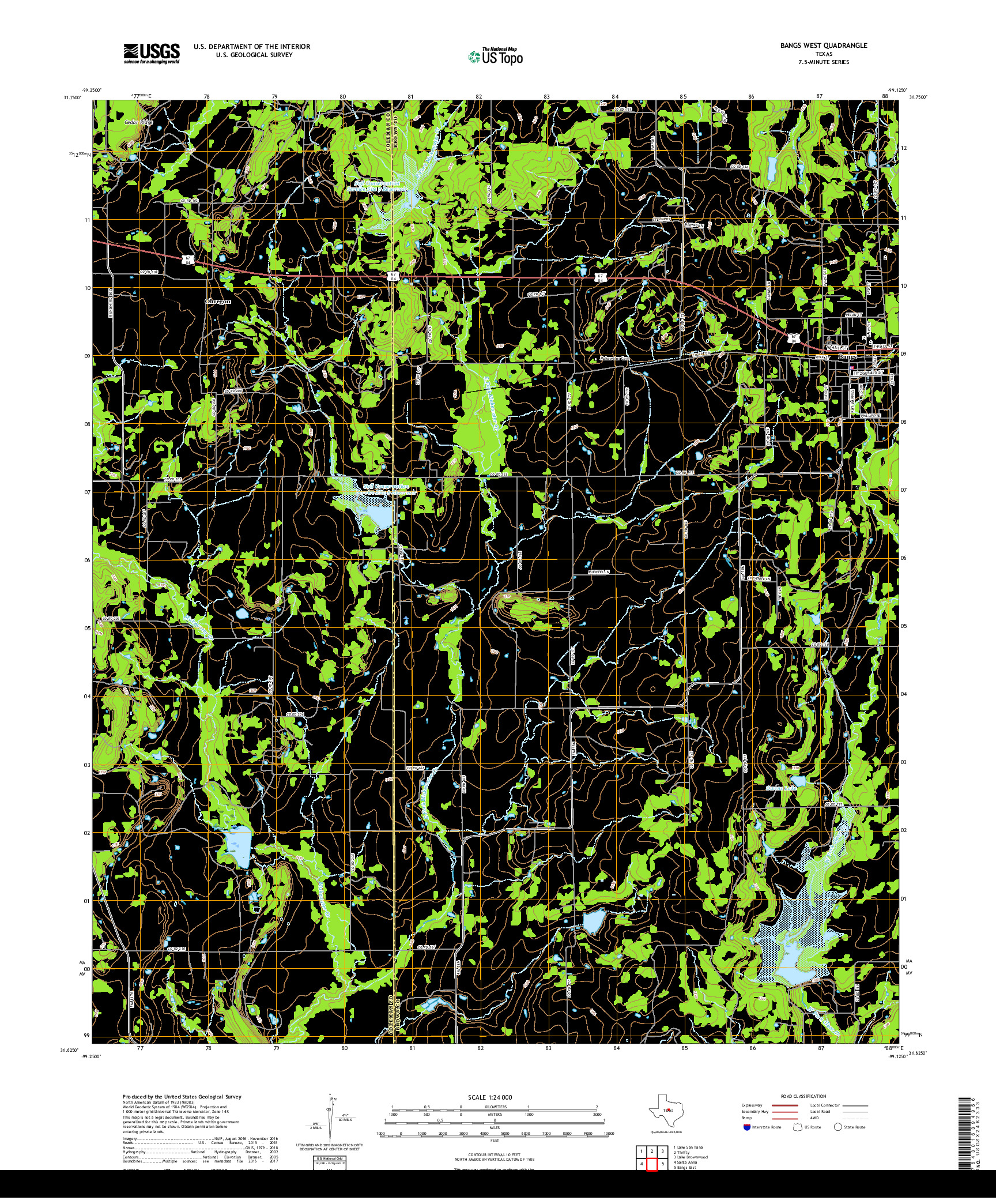 USGS US TOPO 7.5-MINUTE MAP FOR BANGS WEST, TX 2019