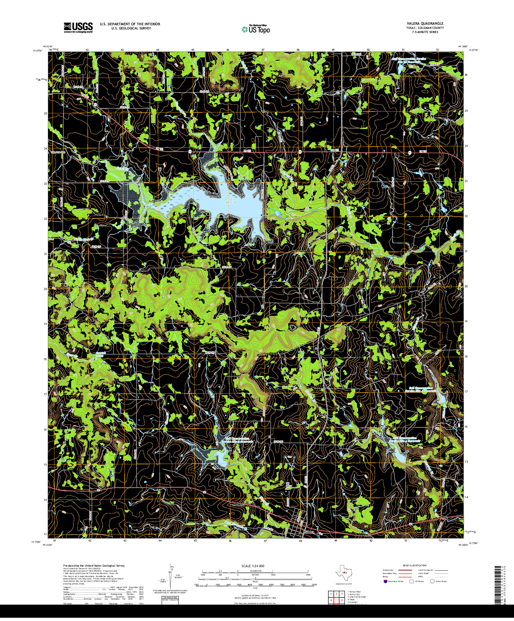 USGS US TOPO 7.5-MINUTE MAP FOR VALERA, TX 2019