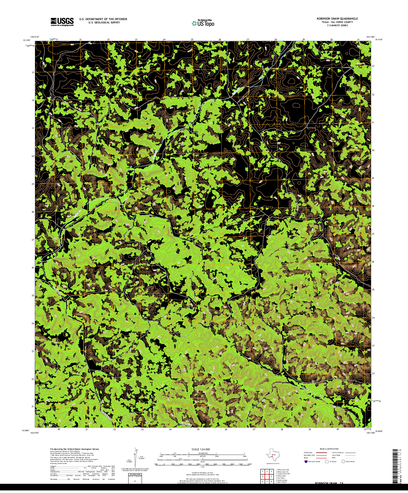 USGS US TOPO 7.5-MINUTE MAP FOR ROBINSON DRAW, TX 2019