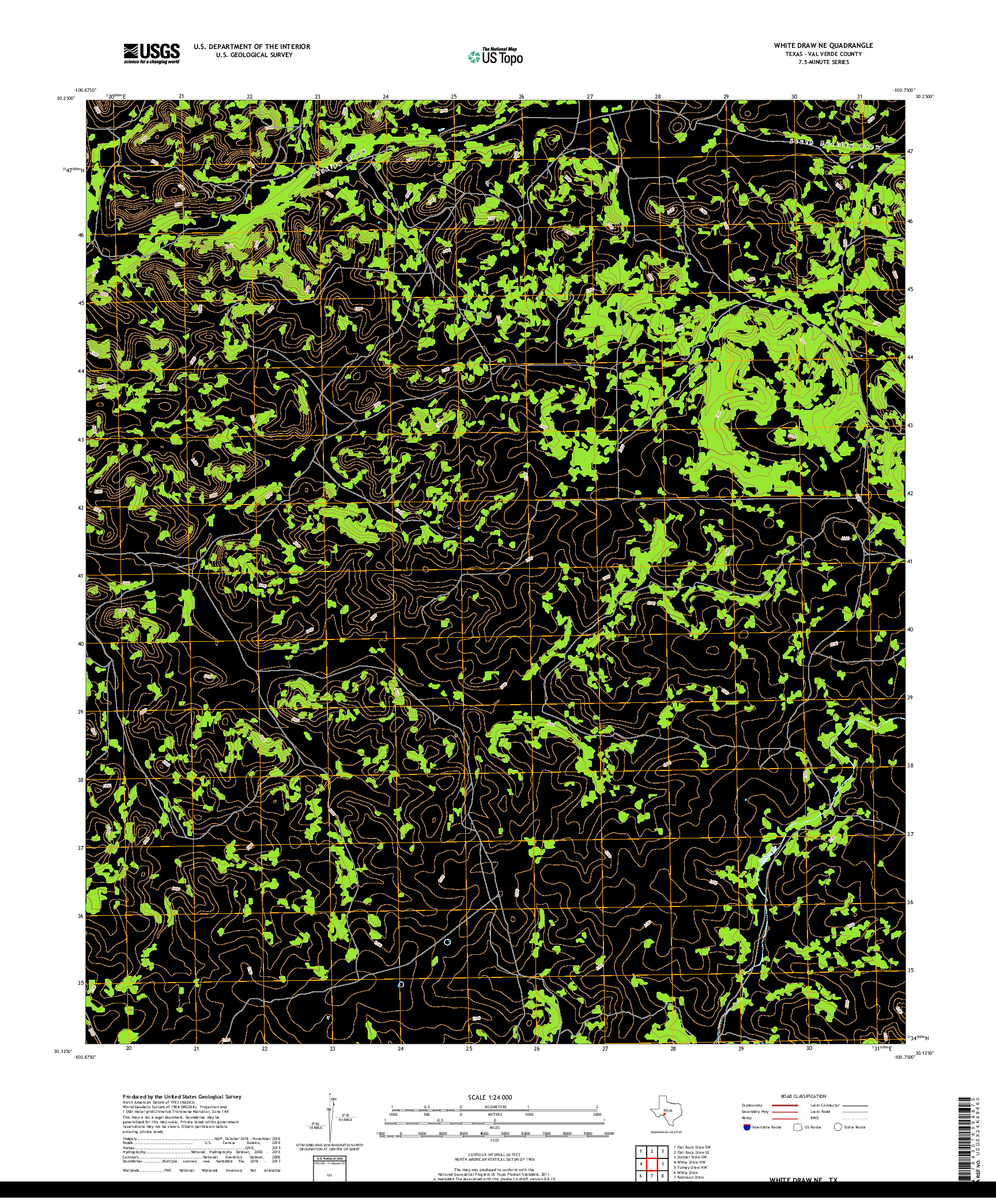 USGS US TOPO 7.5-MINUTE MAP FOR WHITE DRAW NE, TX 2019