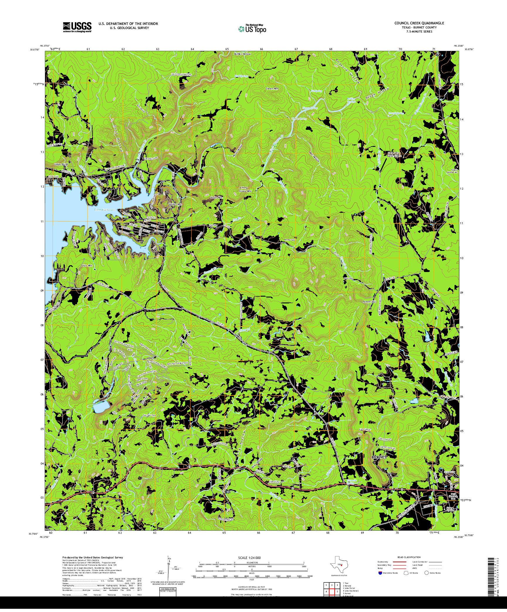 USGS US TOPO 7.5-MINUTE MAP FOR COUNCIL CREEK, TX 2019