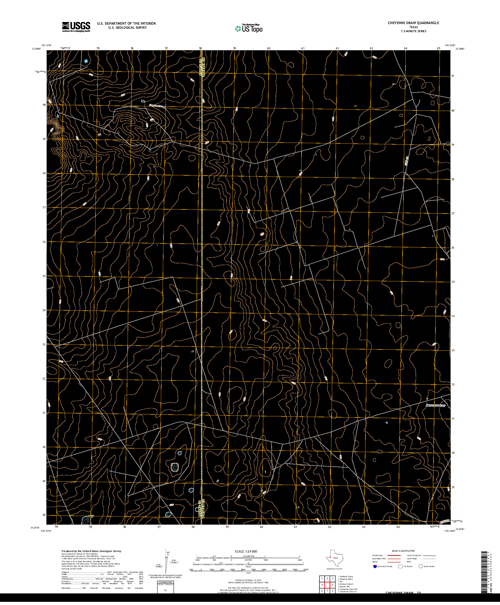 USGS US TOPO 7.5-MINUTE MAP FOR CHEYENNE DRAW, TX 2019