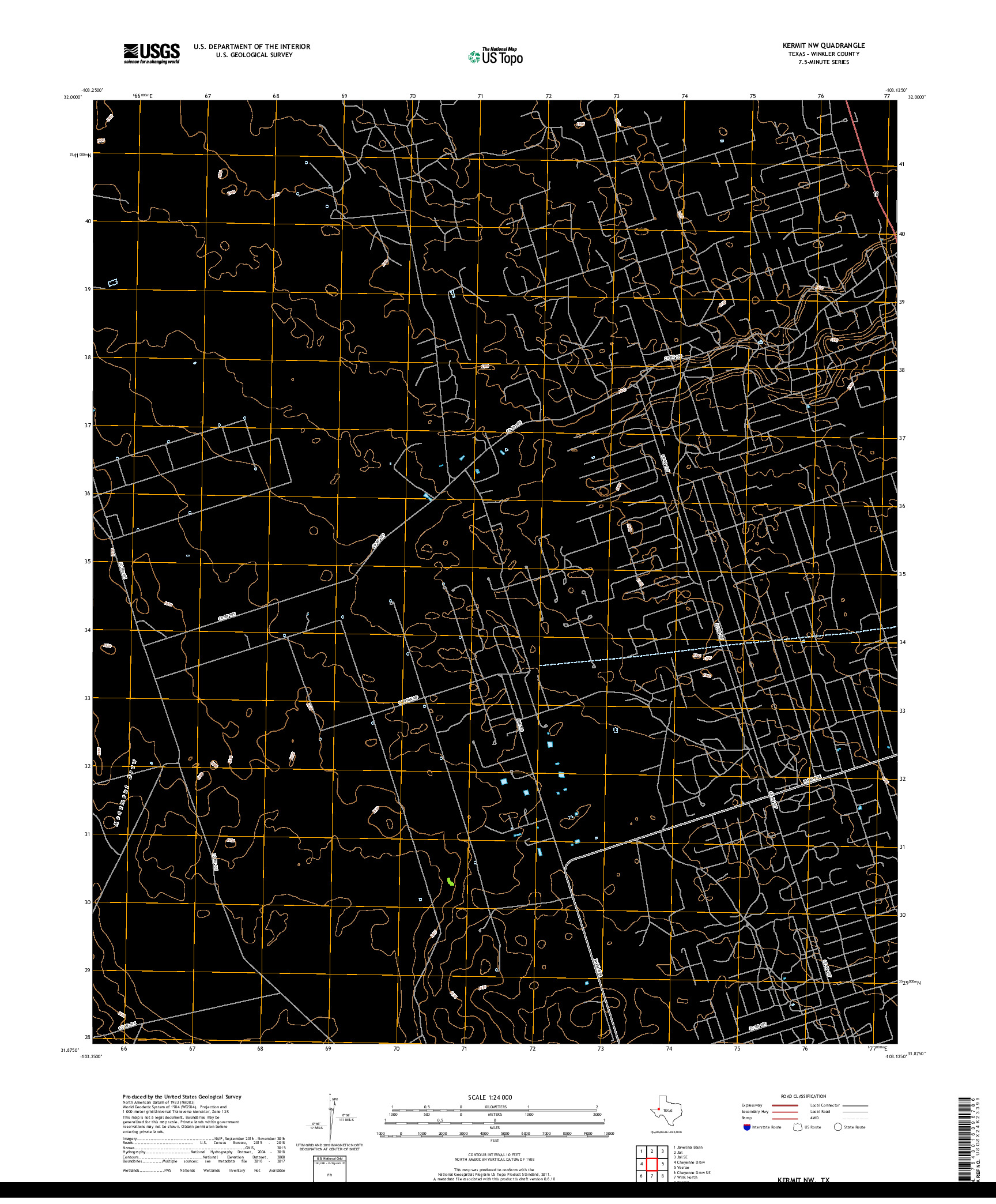 USGS US TOPO 7.5-MINUTE MAP FOR KERMIT NW, TX 2019