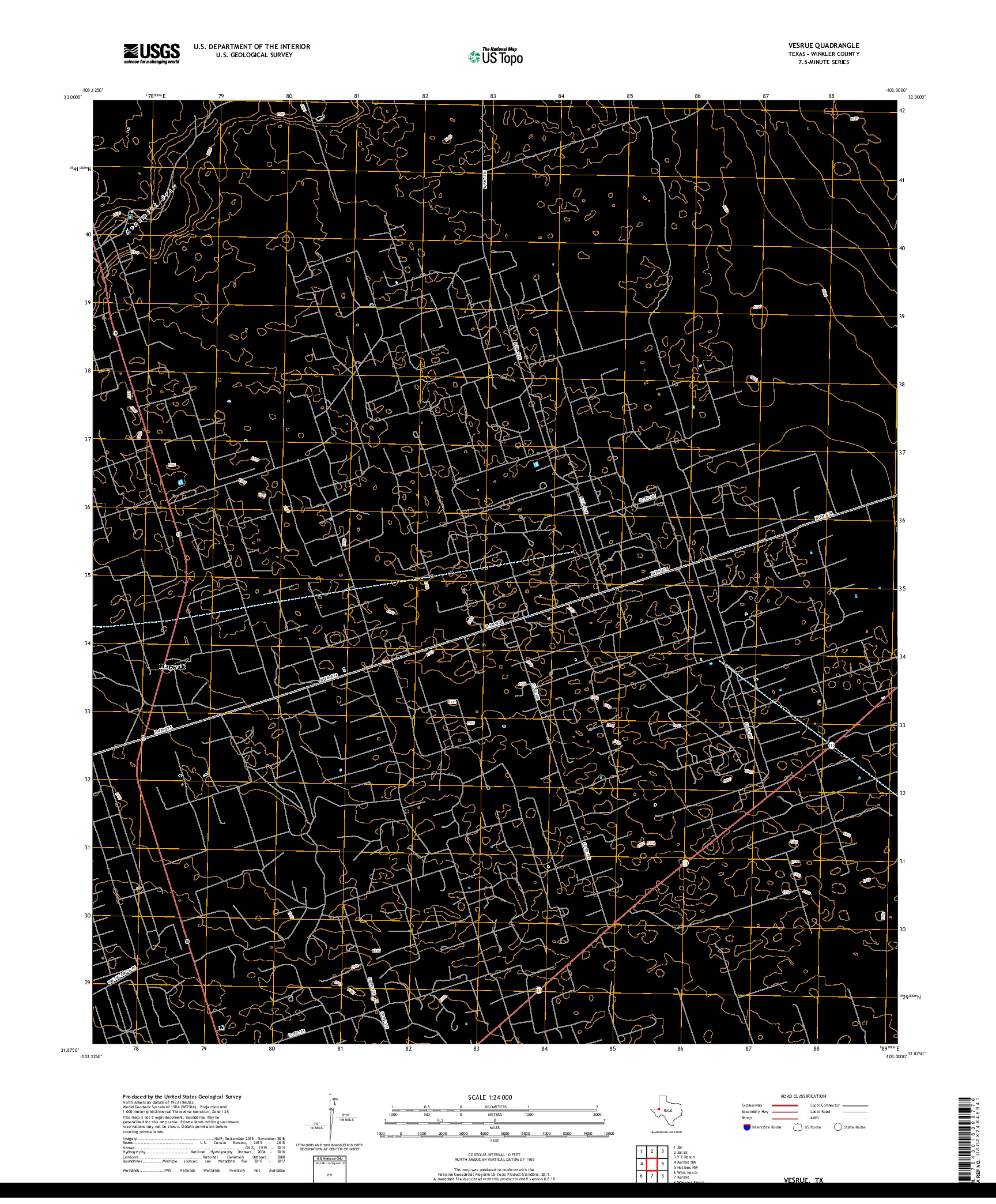 USGS US TOPO 7.5-MINUTE MAP FOR VESRUE, TX 2019