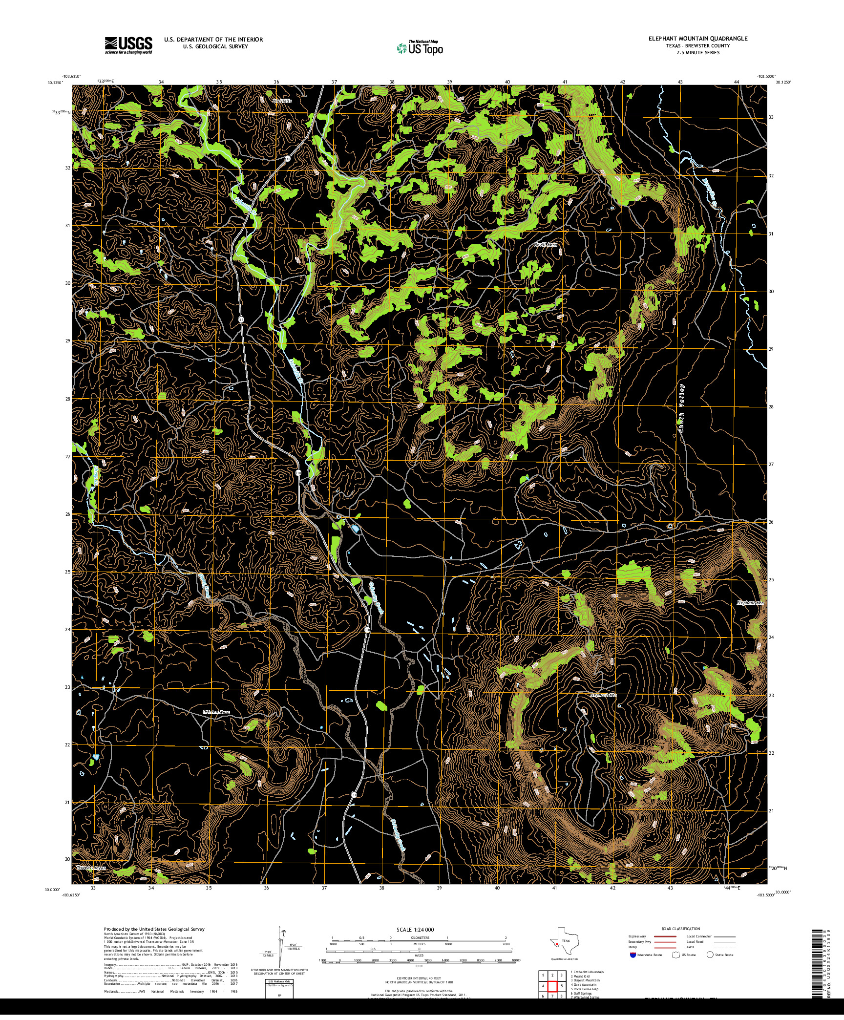 USGS US TOPO 7.5-MINUTE MAP FOR ELEPHANT MOUNTAIN, TX 2019