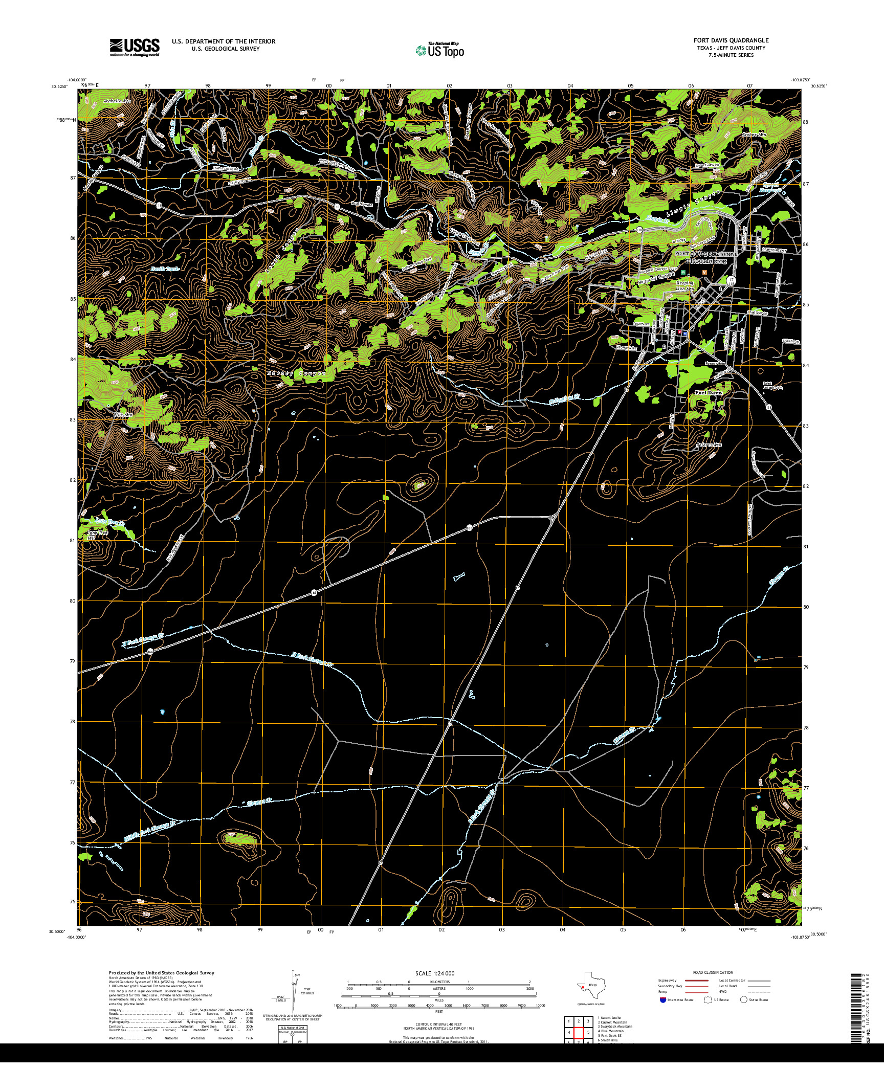 USGS US TOPO 7.5-MINUTE MAP FOR FORT DAVIS, TX 2019