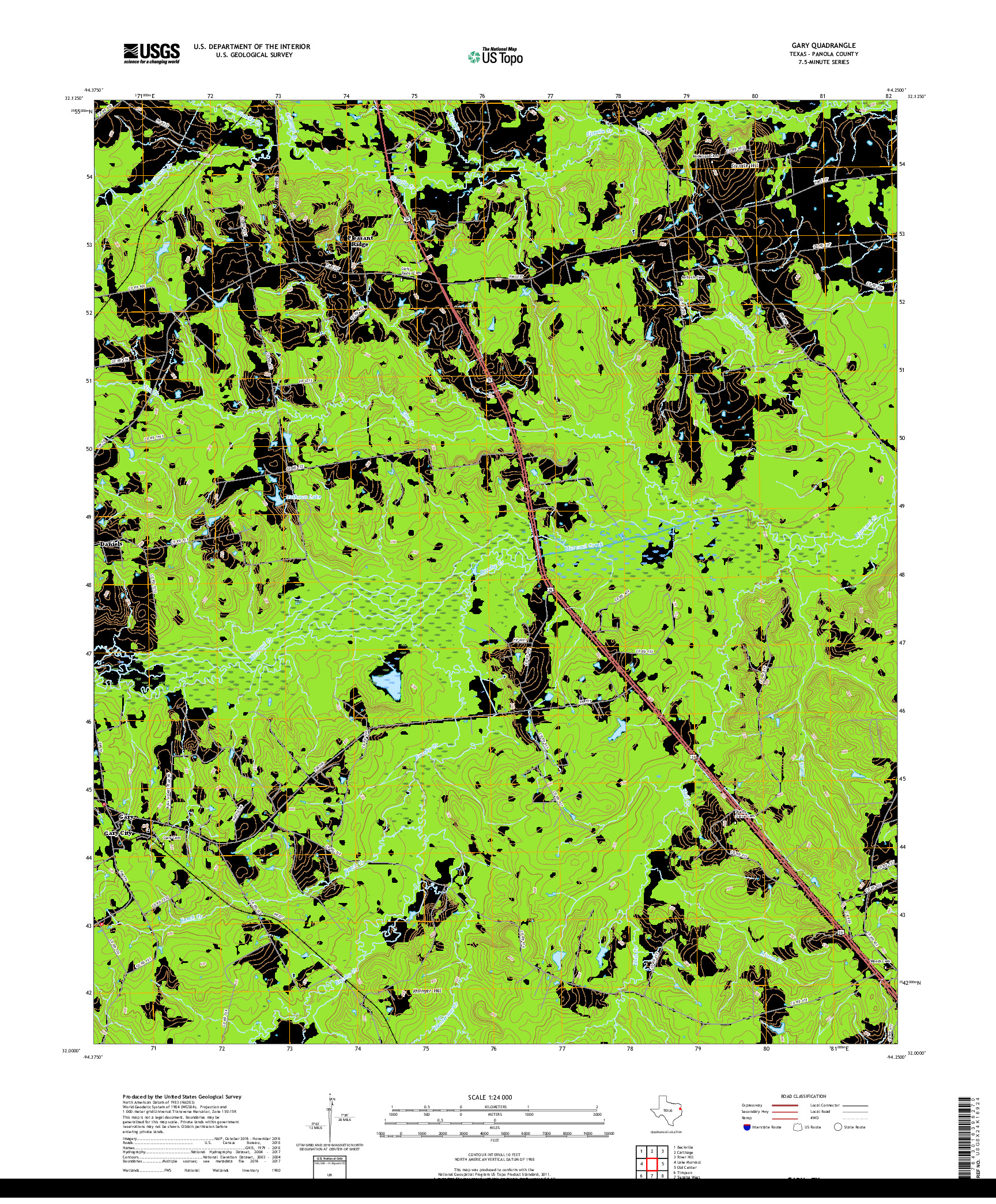 USGS US TOPO 7.5-MINUTE MAP FOR GARY, TX 2019