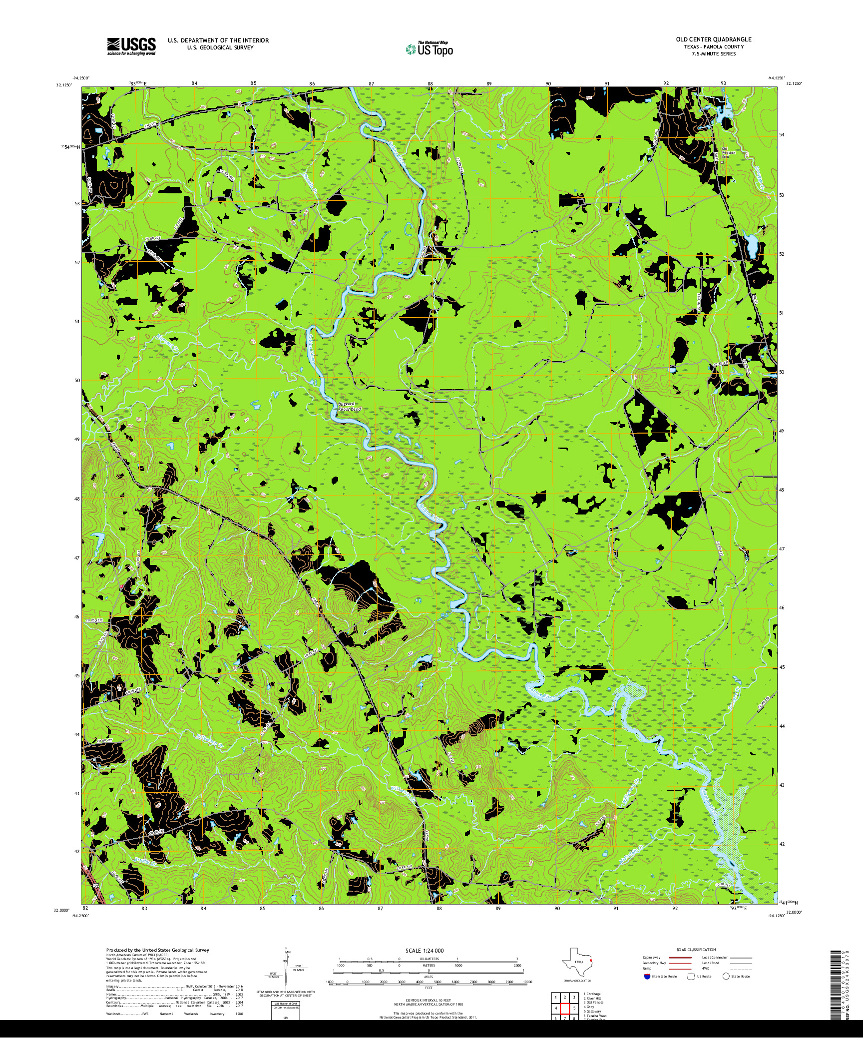 USGS US TOPO 7.5-MINUTE MAP FOR OLD CENTER, TX 2019