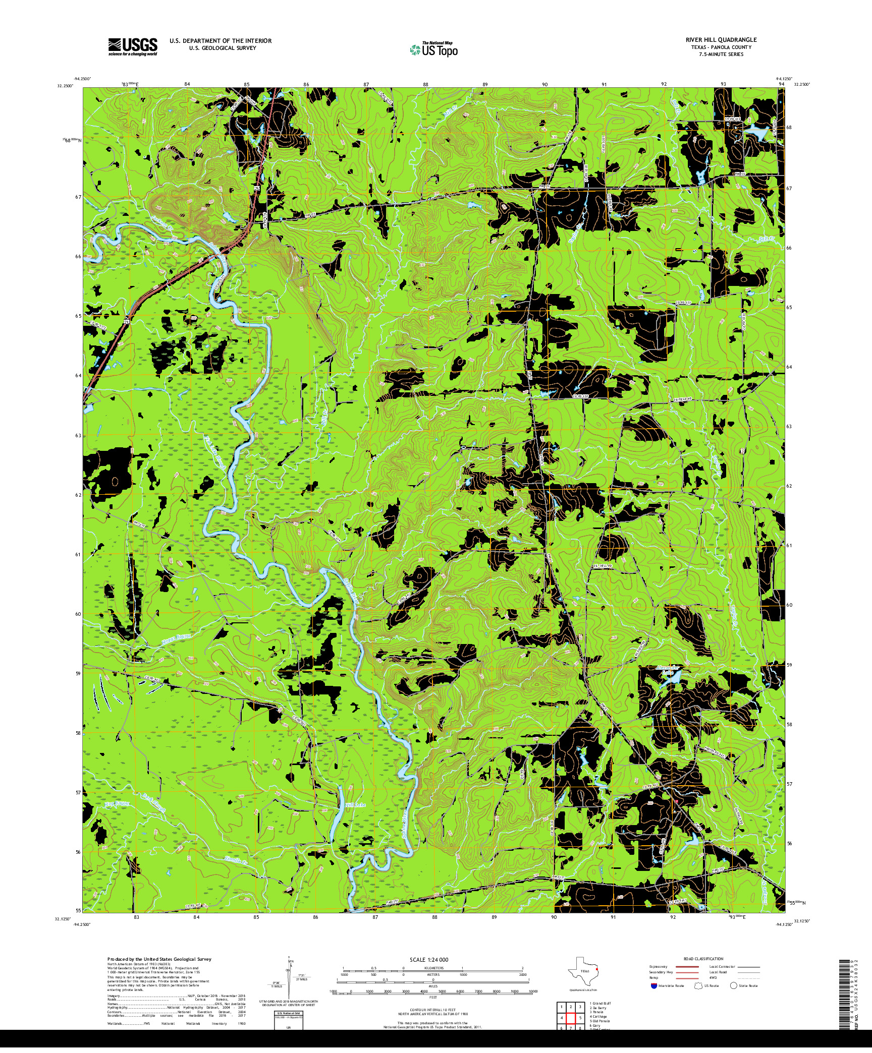 USGS US TOPO 7.5-MINUTE MAP FOR RIVER HILL, TX 2019