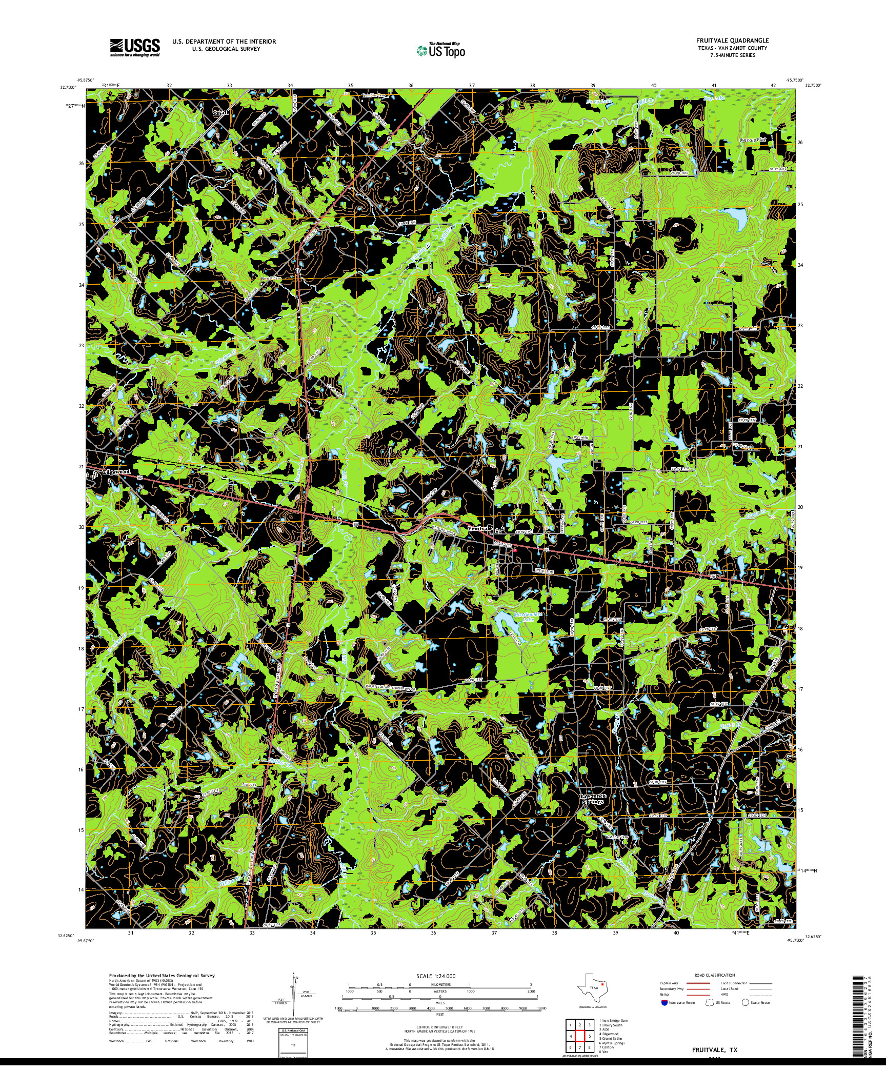 USGS US TOPO 7.5-MINUTE MAP FOR FRUITVALE, TX 2019